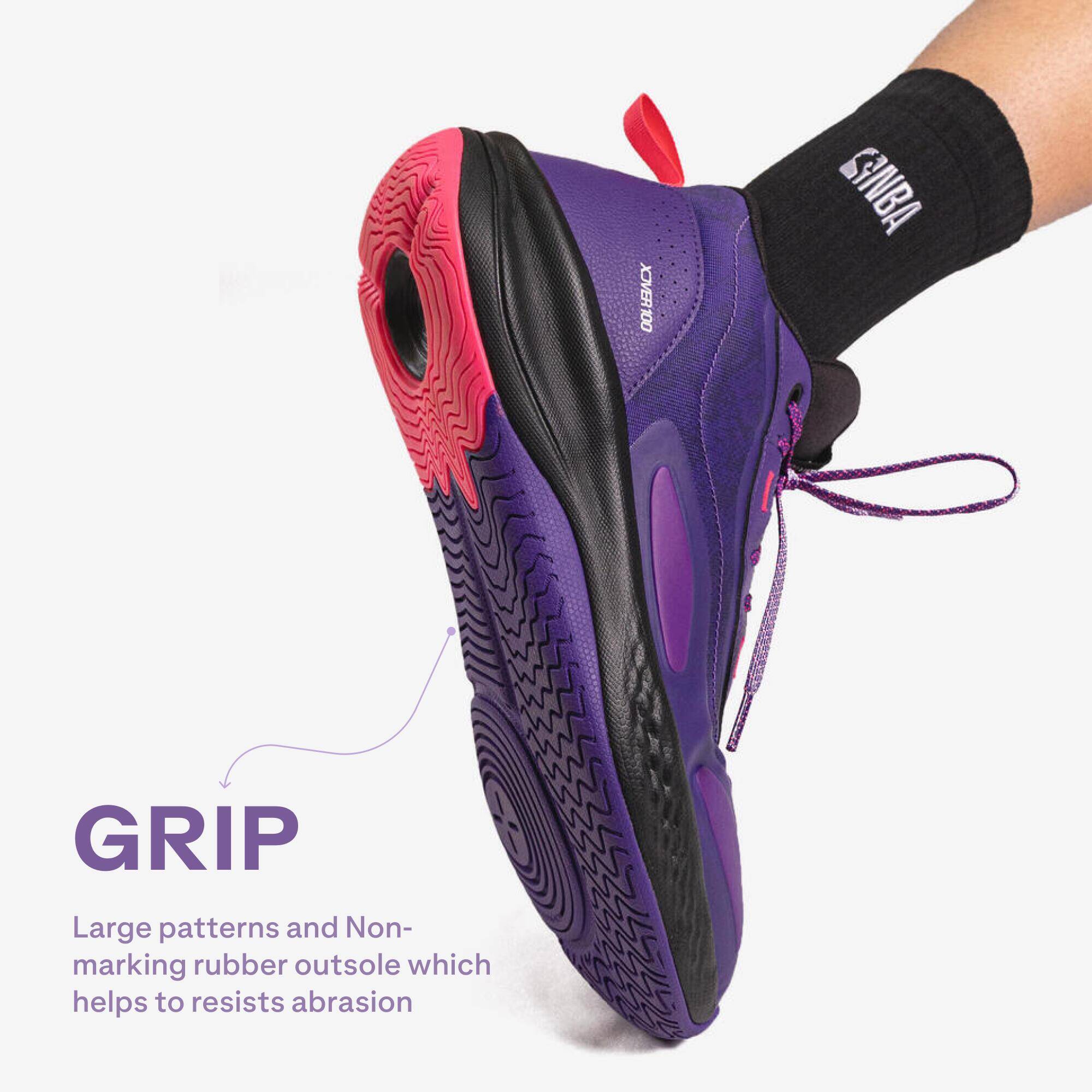 Adult Basketball Shoe Xover 100 Mid Cut Purple Pink -  5
