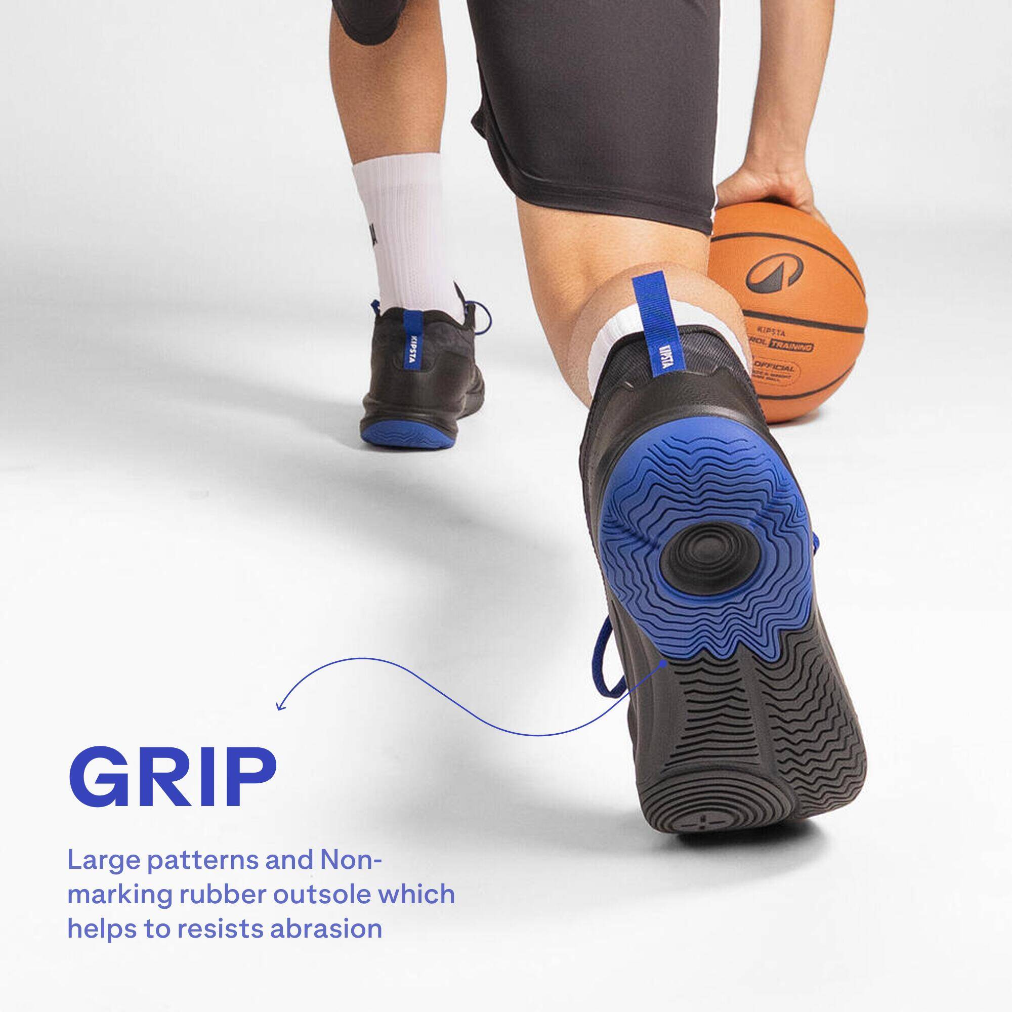 Adult Basketball Shoe Xover 100 Mid Cut Black Blue -  4