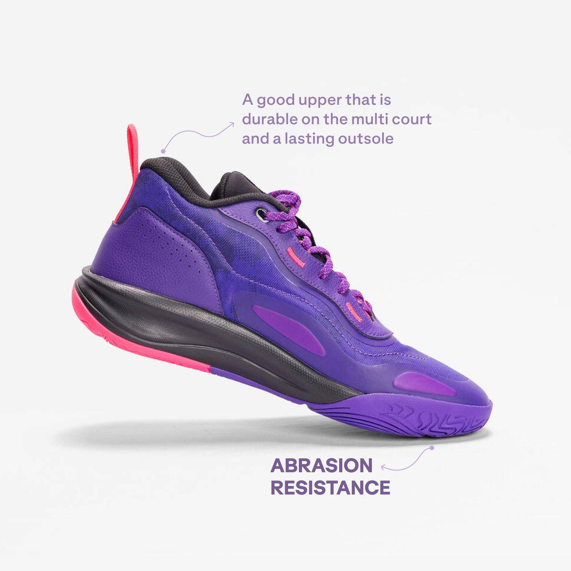 Adult Basketball Shoe Xover 100 Mid Cut Purple Pink -  4