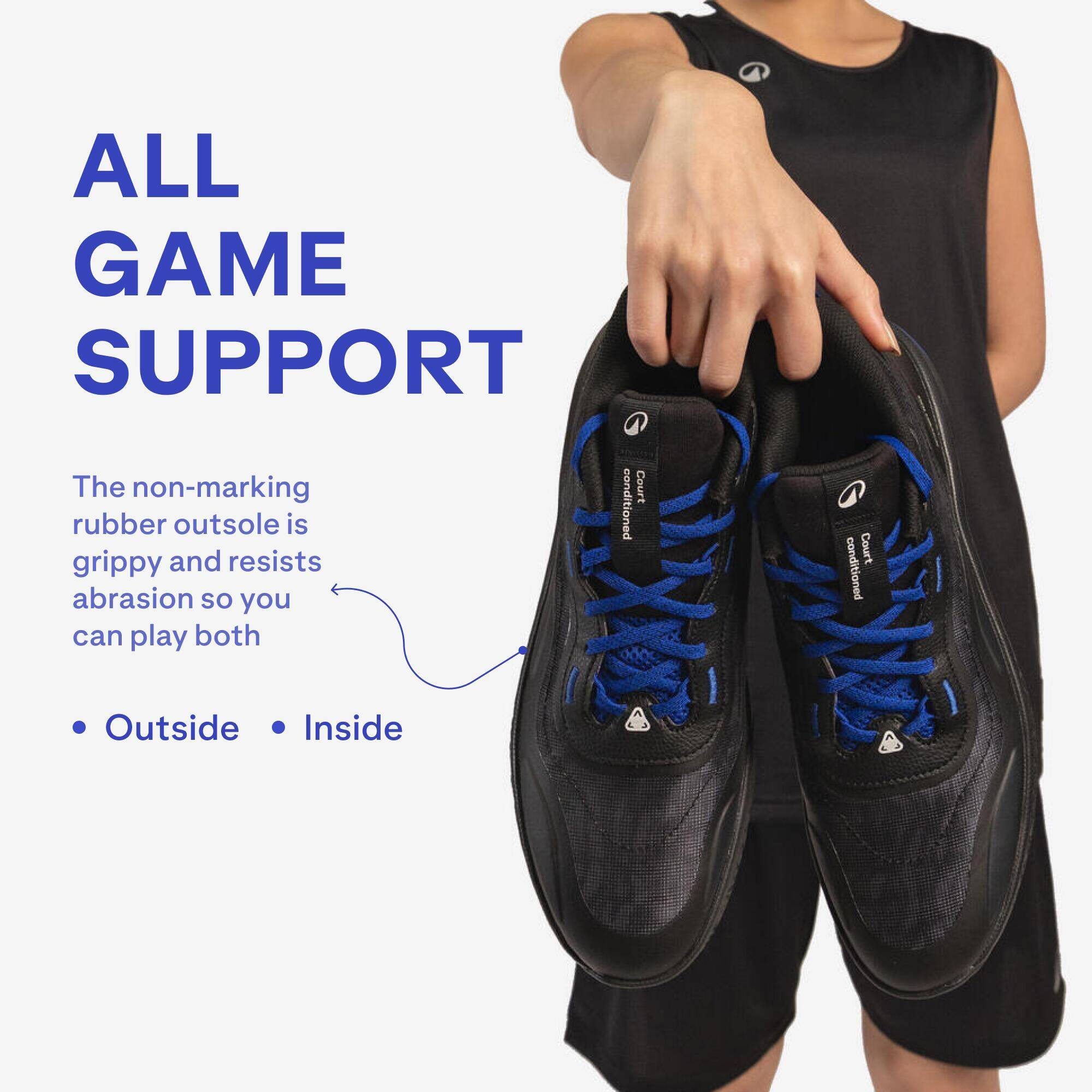 Adult Basketball Shoe Xover 100 Mid Cut Black Blue -  2