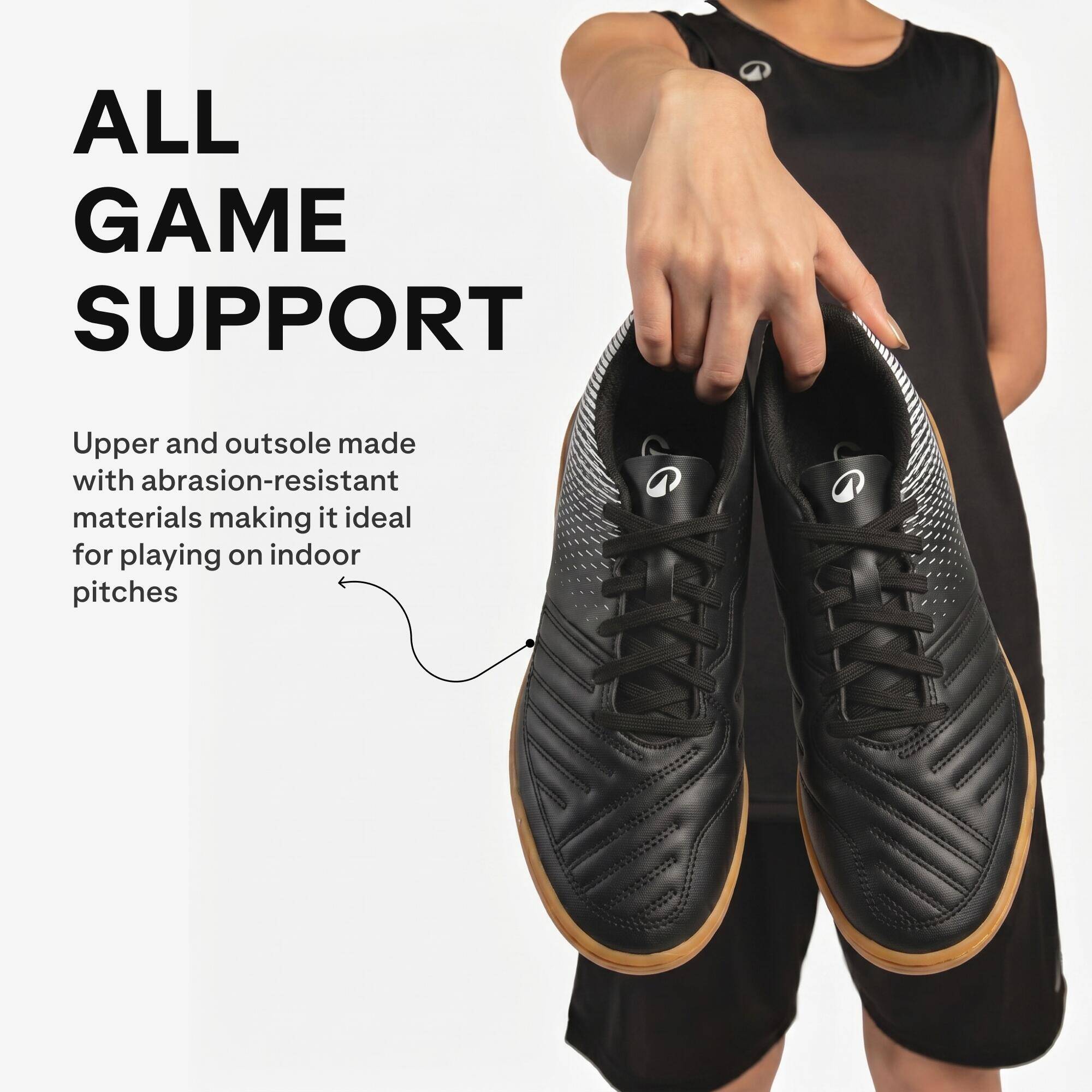 Adult Futsal Trainers 100-Black/Caramel -  2