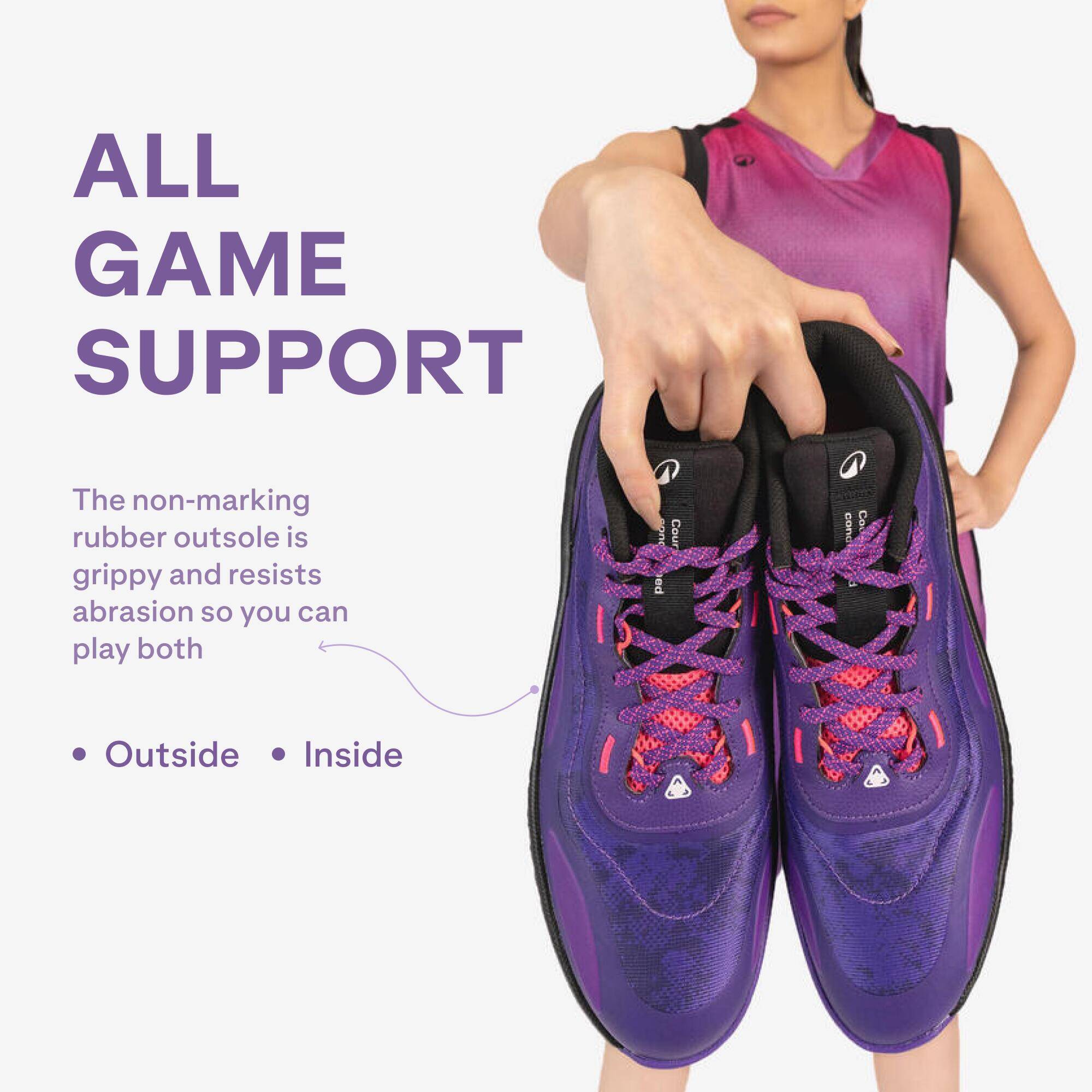 Adult Basketball Shoe Xover 100 Mid Cut Purple Pink -  2