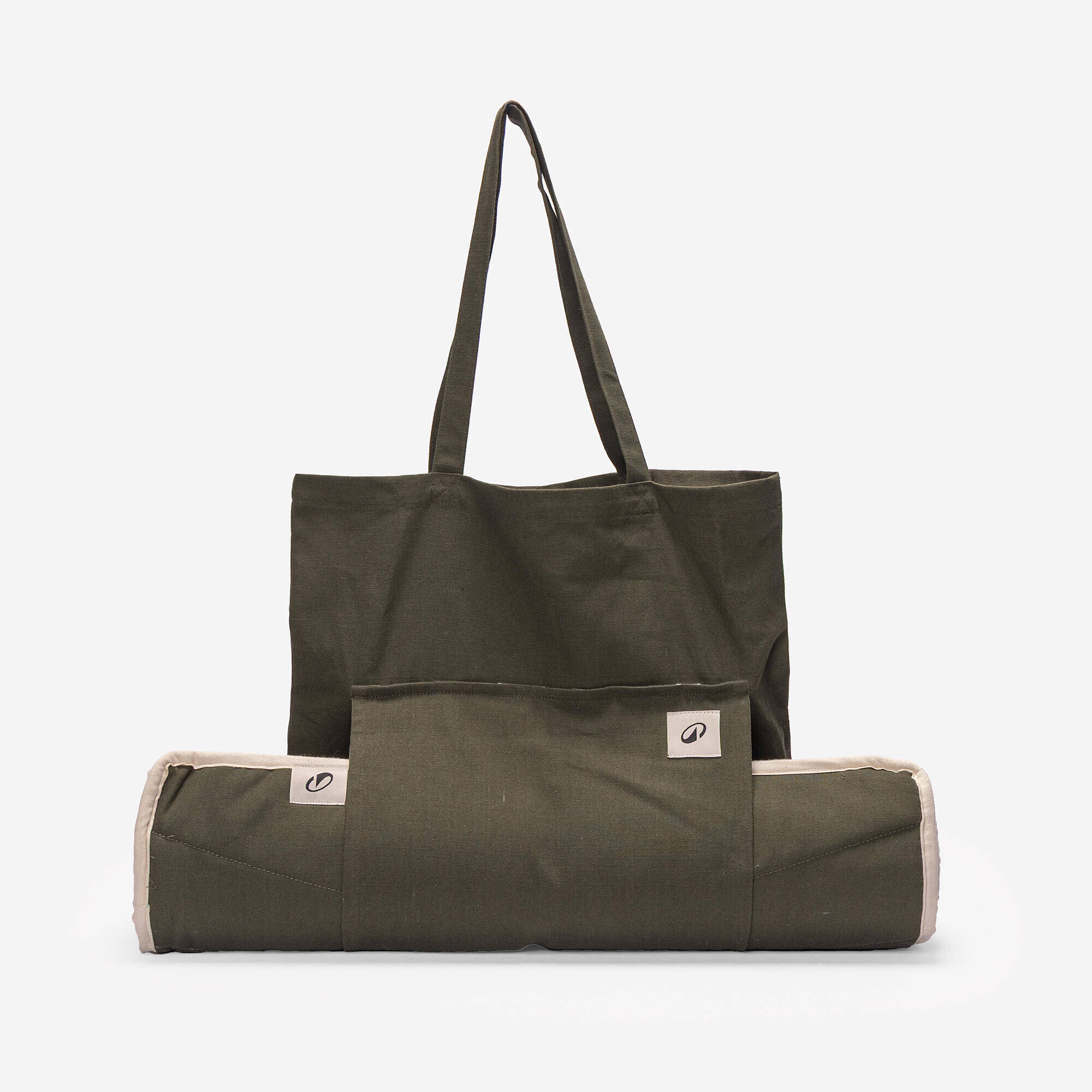 Cotton yoga tote bag Khaki green -  1