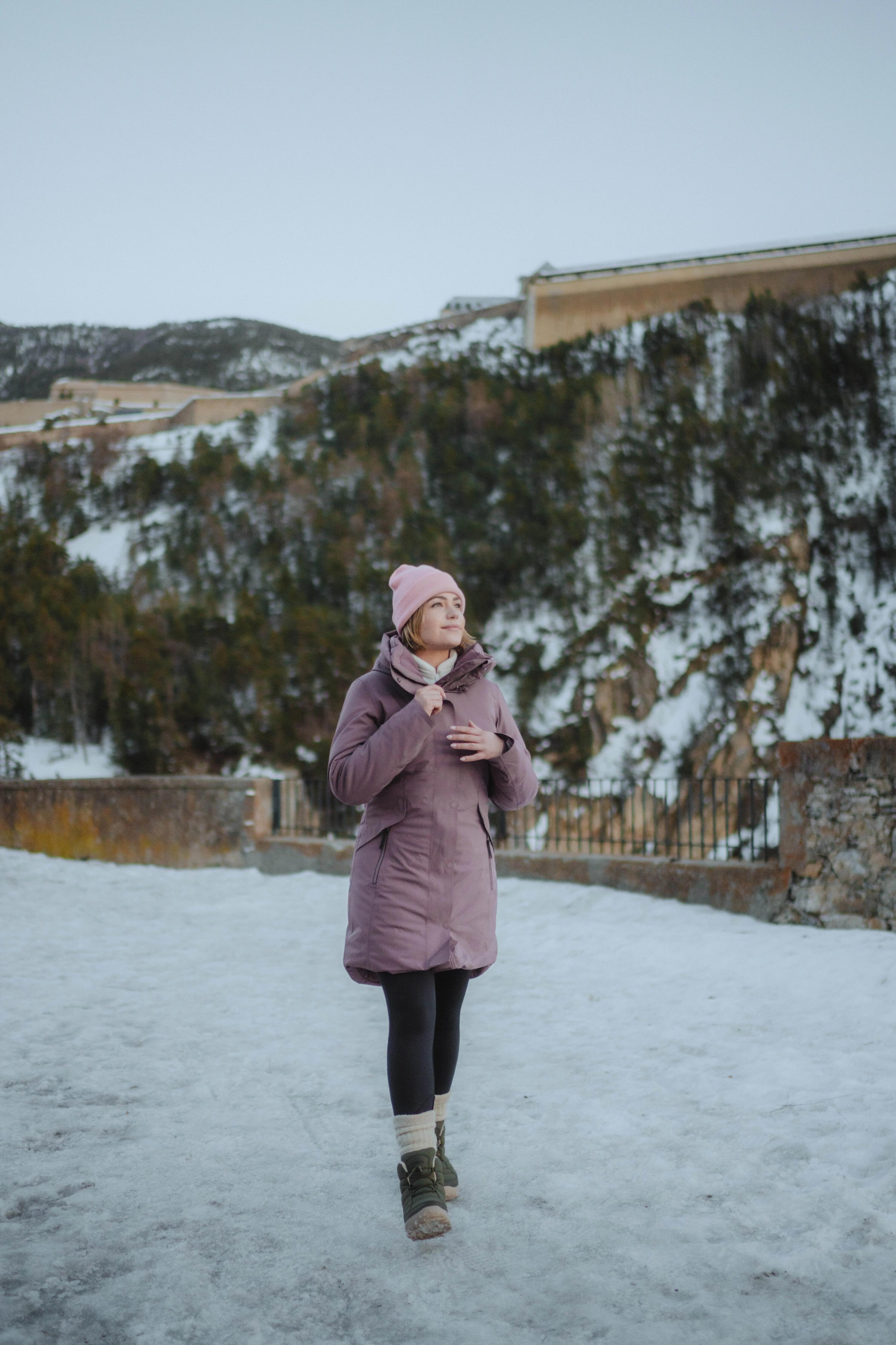 Parka de drumeție -10°C impermeabilă, NH500 maro, damă 14/16