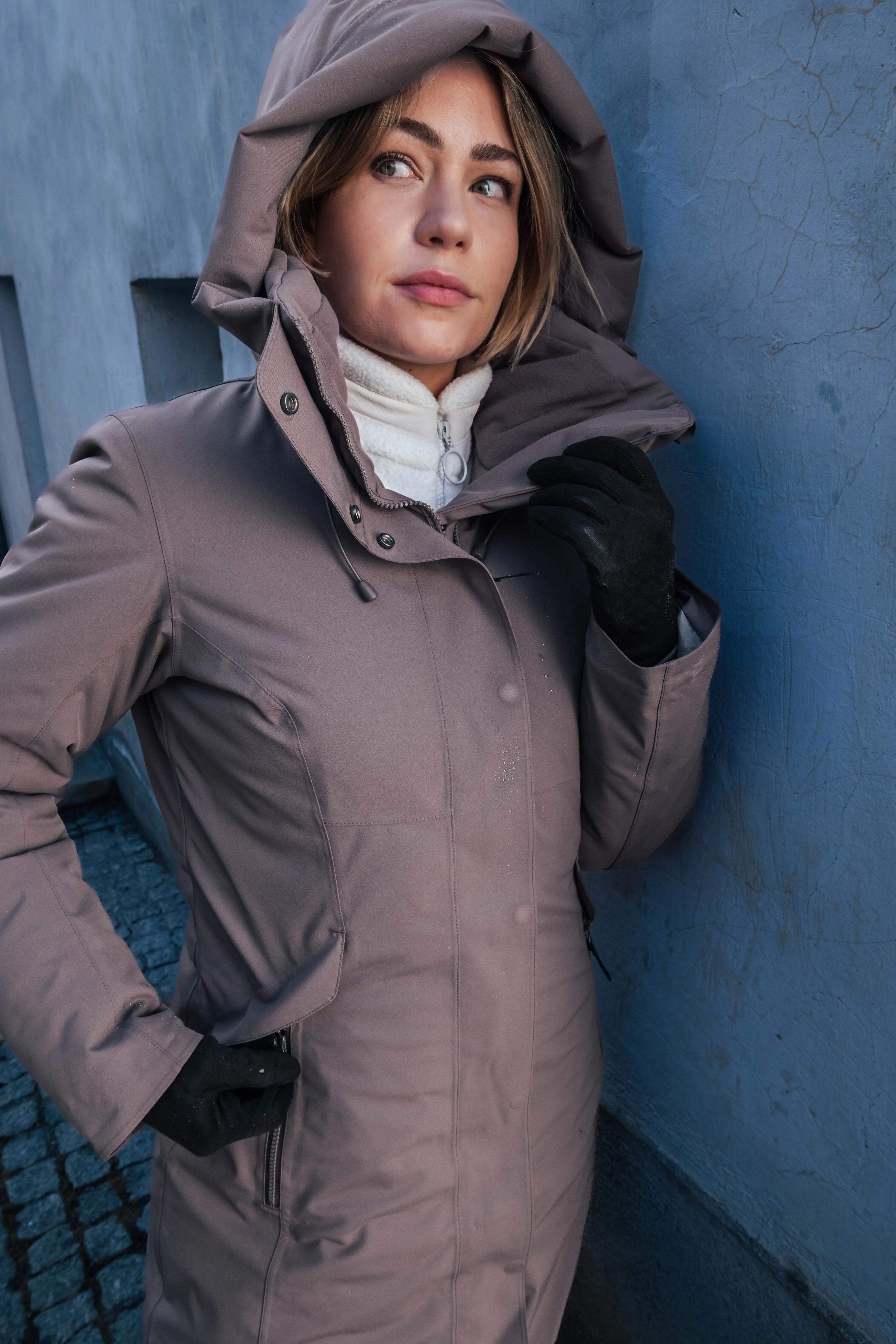Parka de drumeție -10°C impermeabilă, NH500 maro, damă 15/16