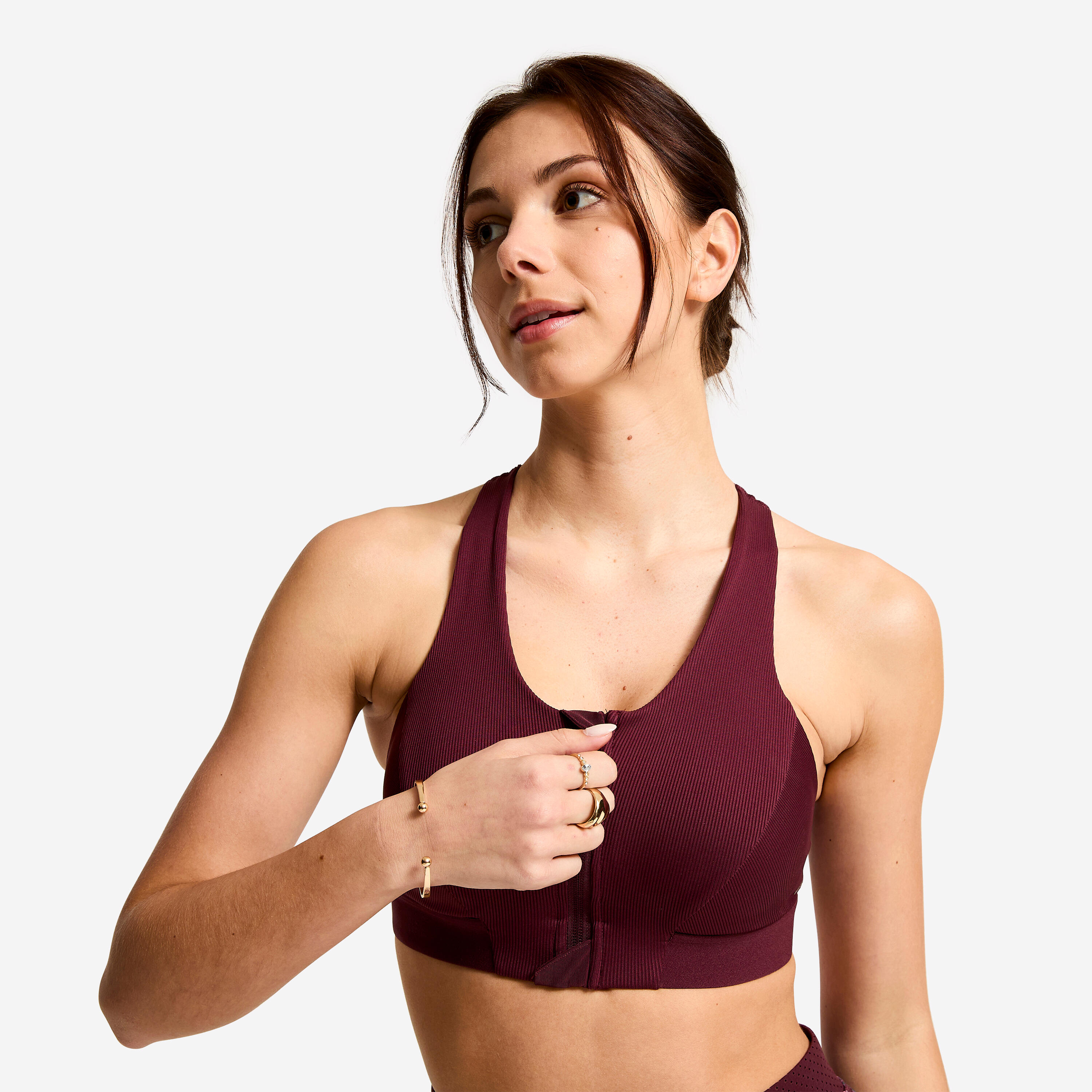 Sujetador Deportivo Mujer Burdeos Canalé Cremallera Sujeción Moderada 5/7