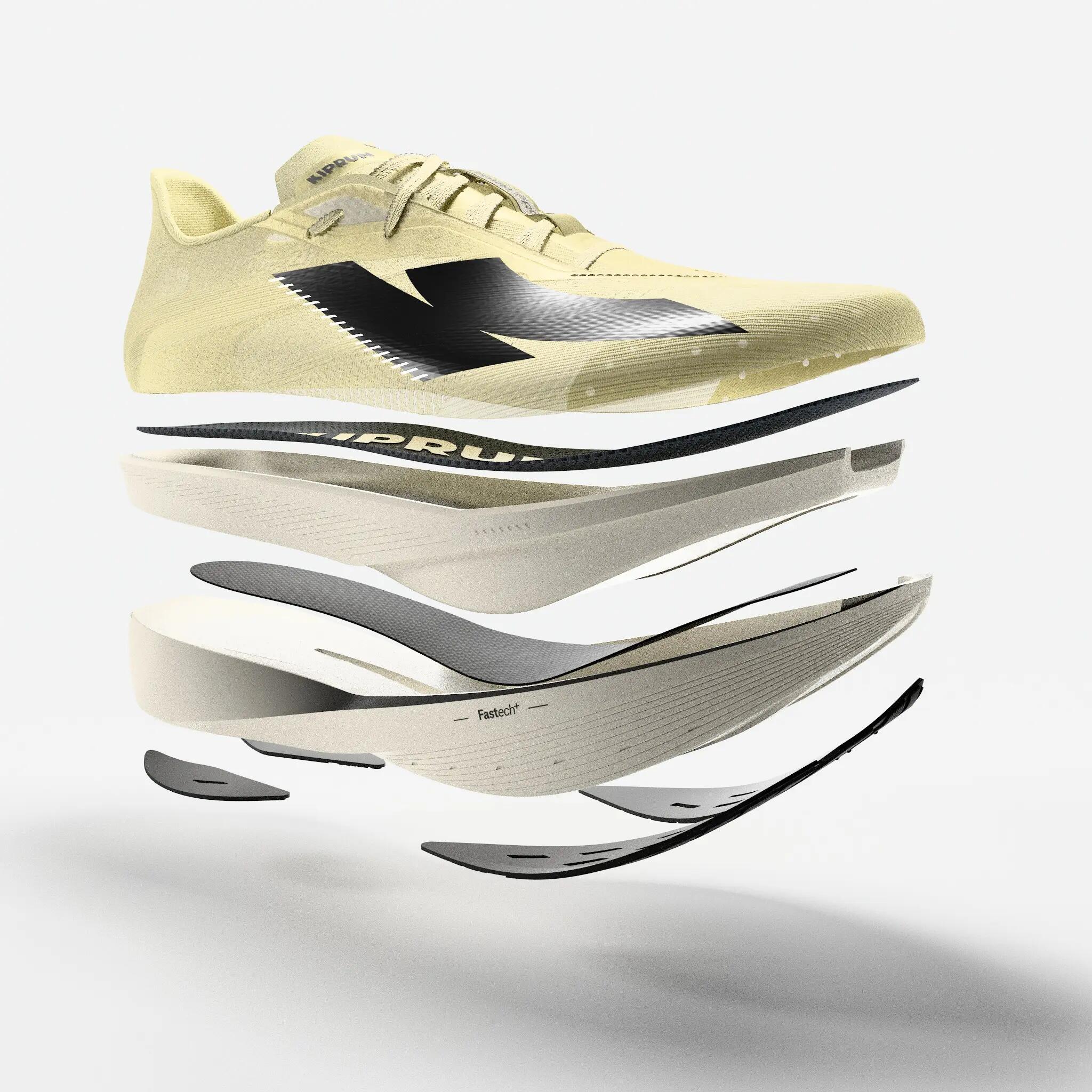 Zapatillas running con placa carbono hombre, Kiprun Kipstorm Pro amarillo 8/8