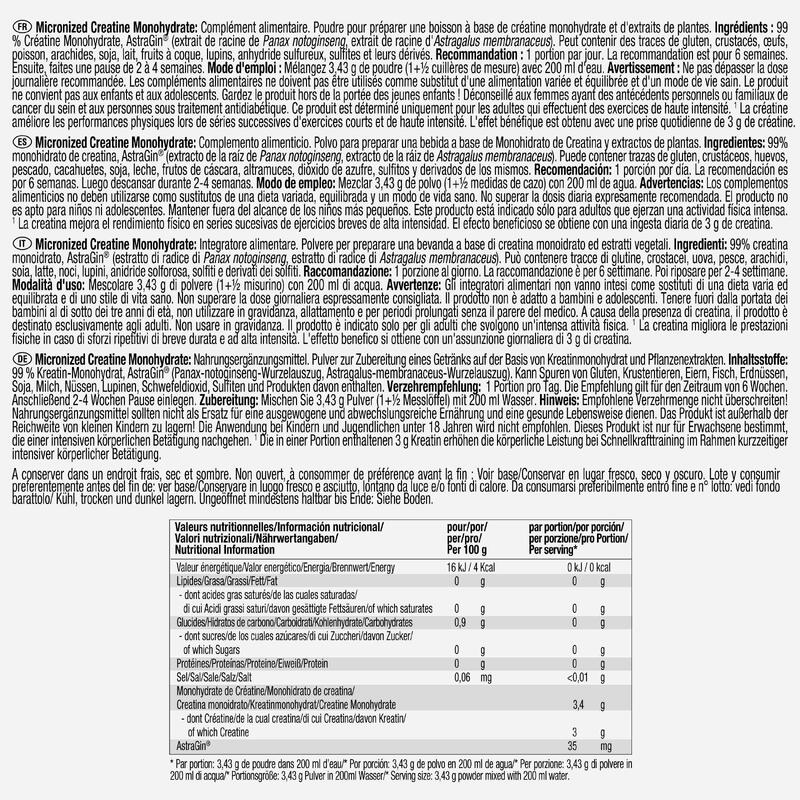 Creatină micronizată gust neutru 310g + prosop