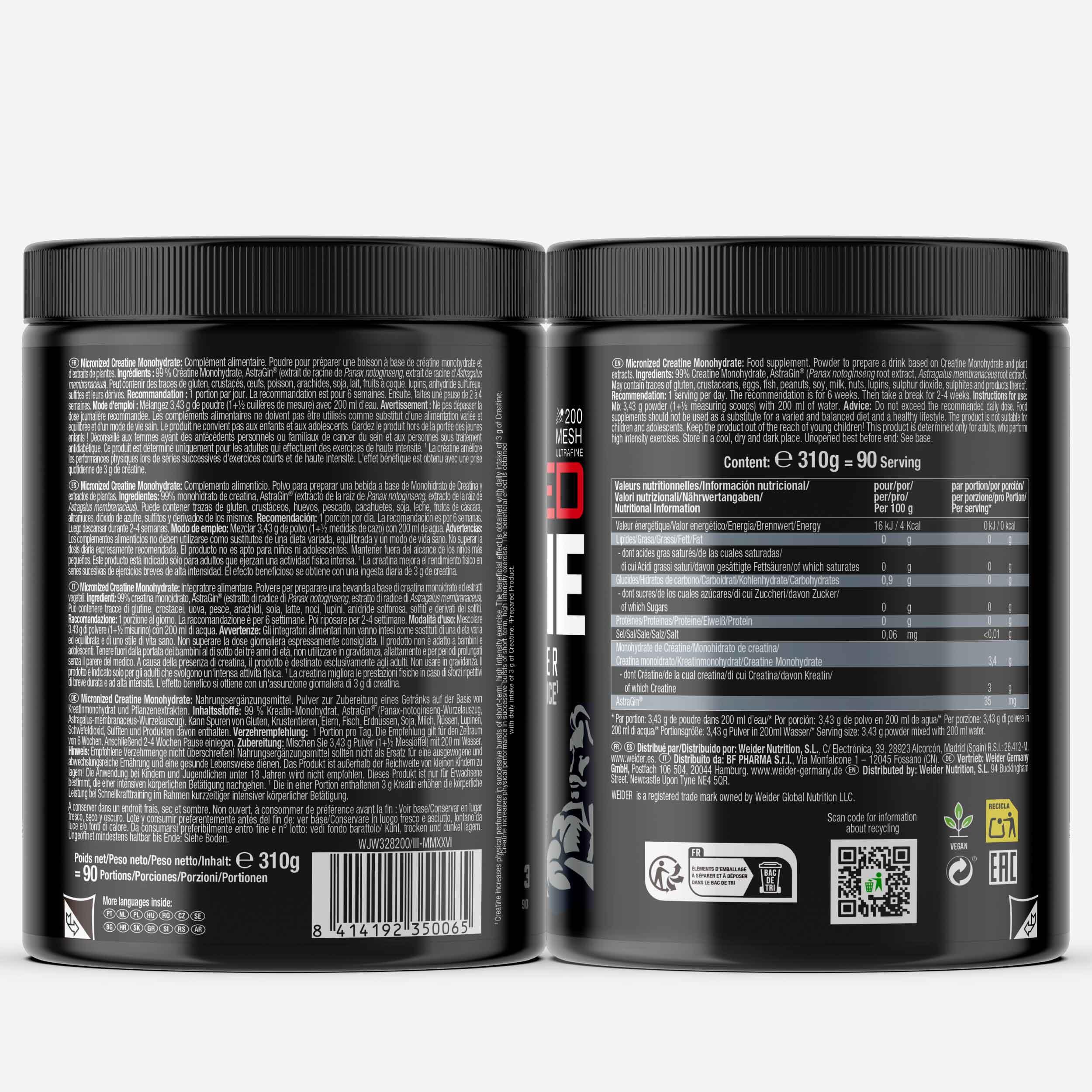 Créatine micronisée goût neutre 310g + serviette offerte 2/4