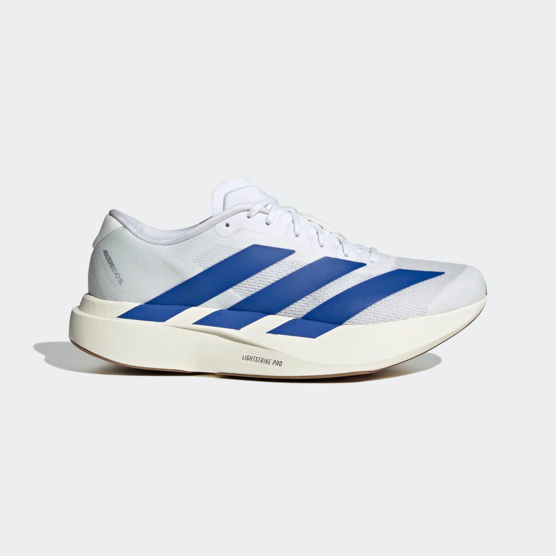 Chaussures de running légères homme, adidas adizero evo sl blanche et bleu - Athlétisme et course - Tenues athlétisme - ADIDAS-Decathlon PRO - Clubs -