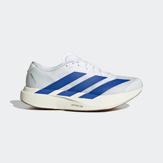 Chaussures de running légères homme, adidas Adizero Evo SL blanche et bleu