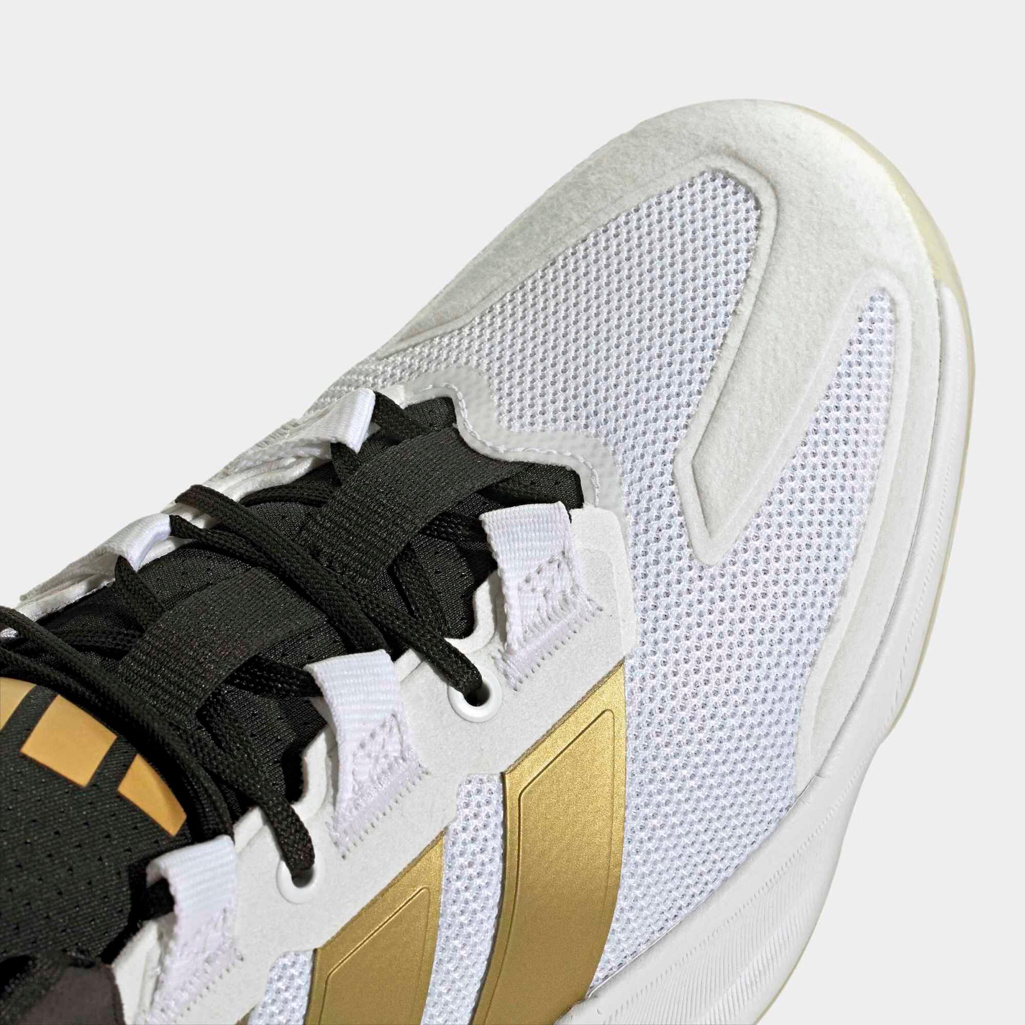 Handballschuhe Erwachsene - Court Stabil, Weiss/Schwarz/Gold 5/9