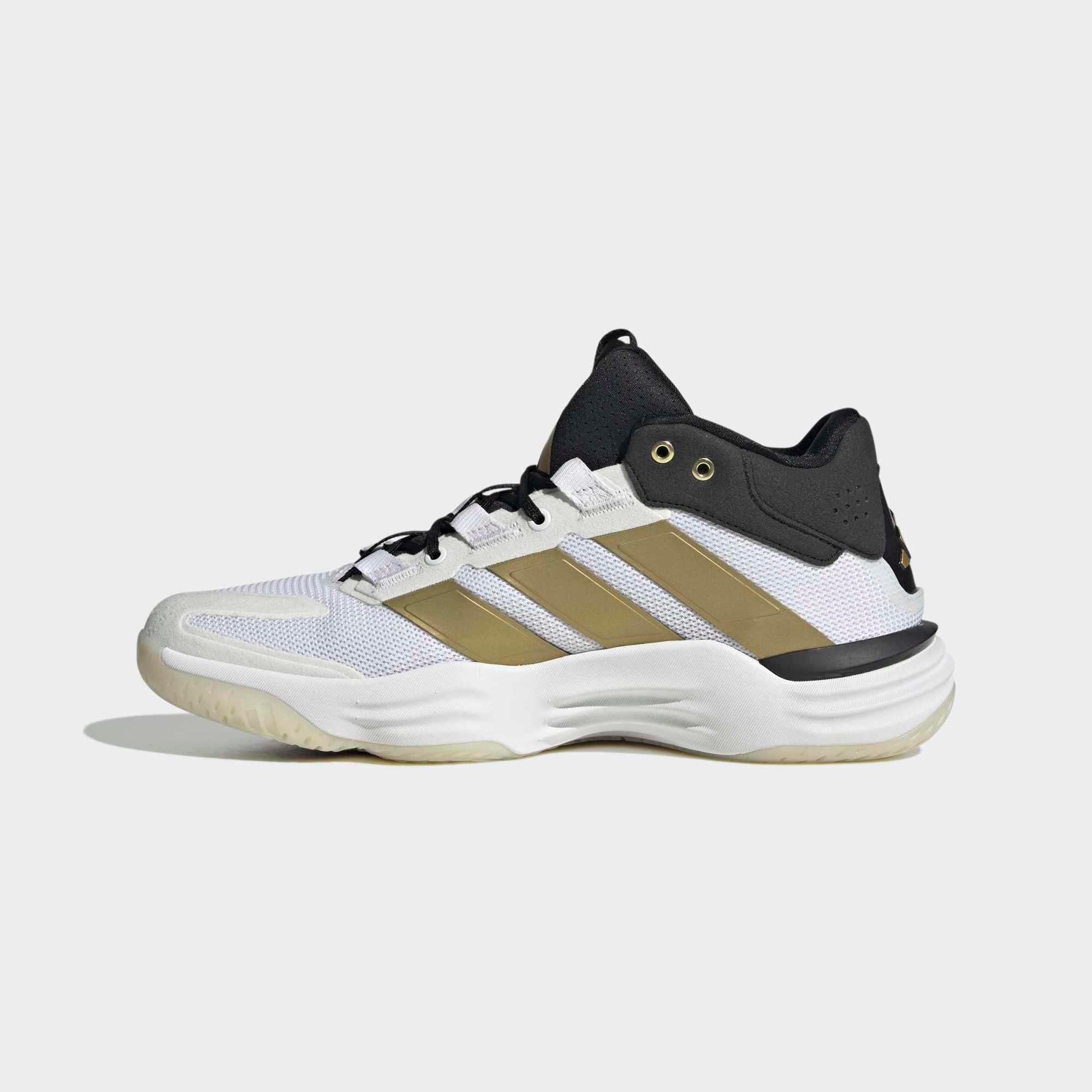 Handballschuhe Erwachsene - Court Stabil, Weiss/Schwarz/Gold 9/9