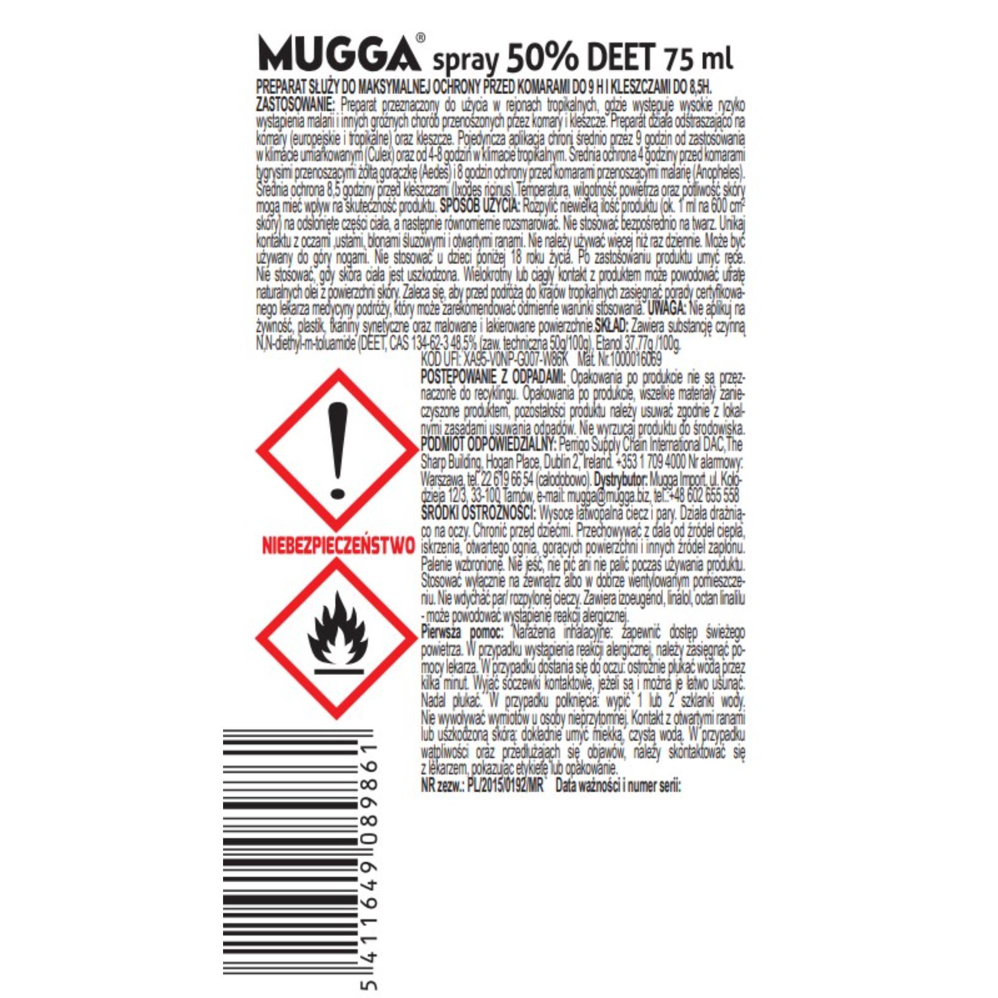 Mugga Spray STRONG 50% DEET na komary i kleszcze 75 ml 2/2