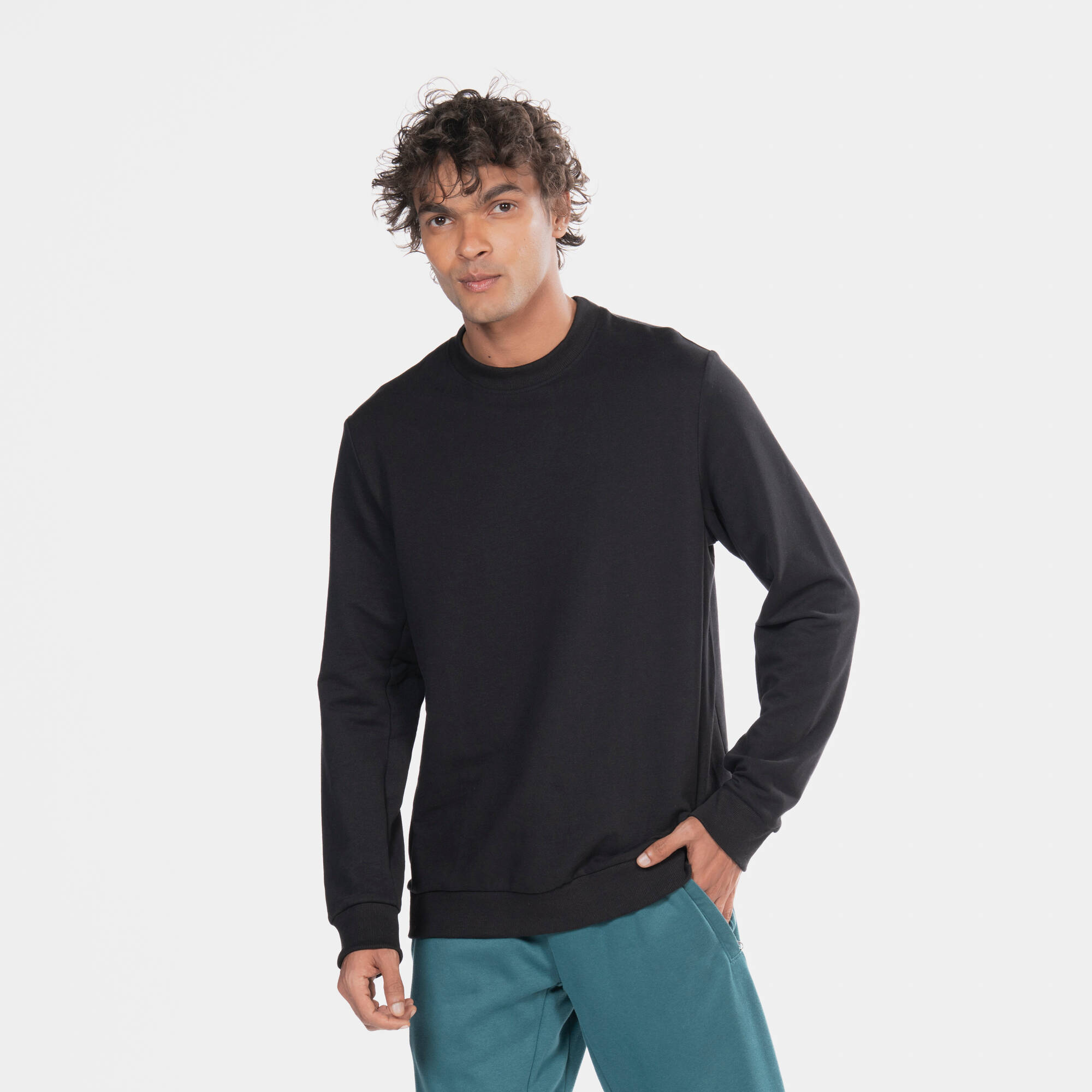 Men's Fitness Sweatshirt 100 - Black -  3