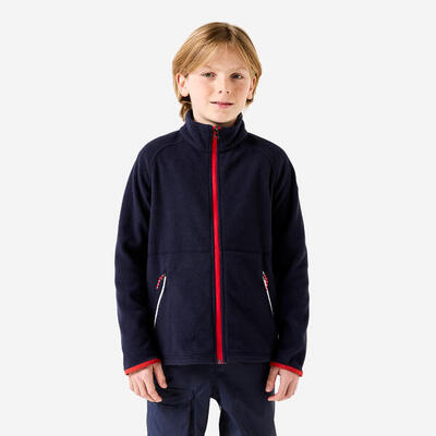 Fleecejack 100 kinderen zeilen marineblauw/rood