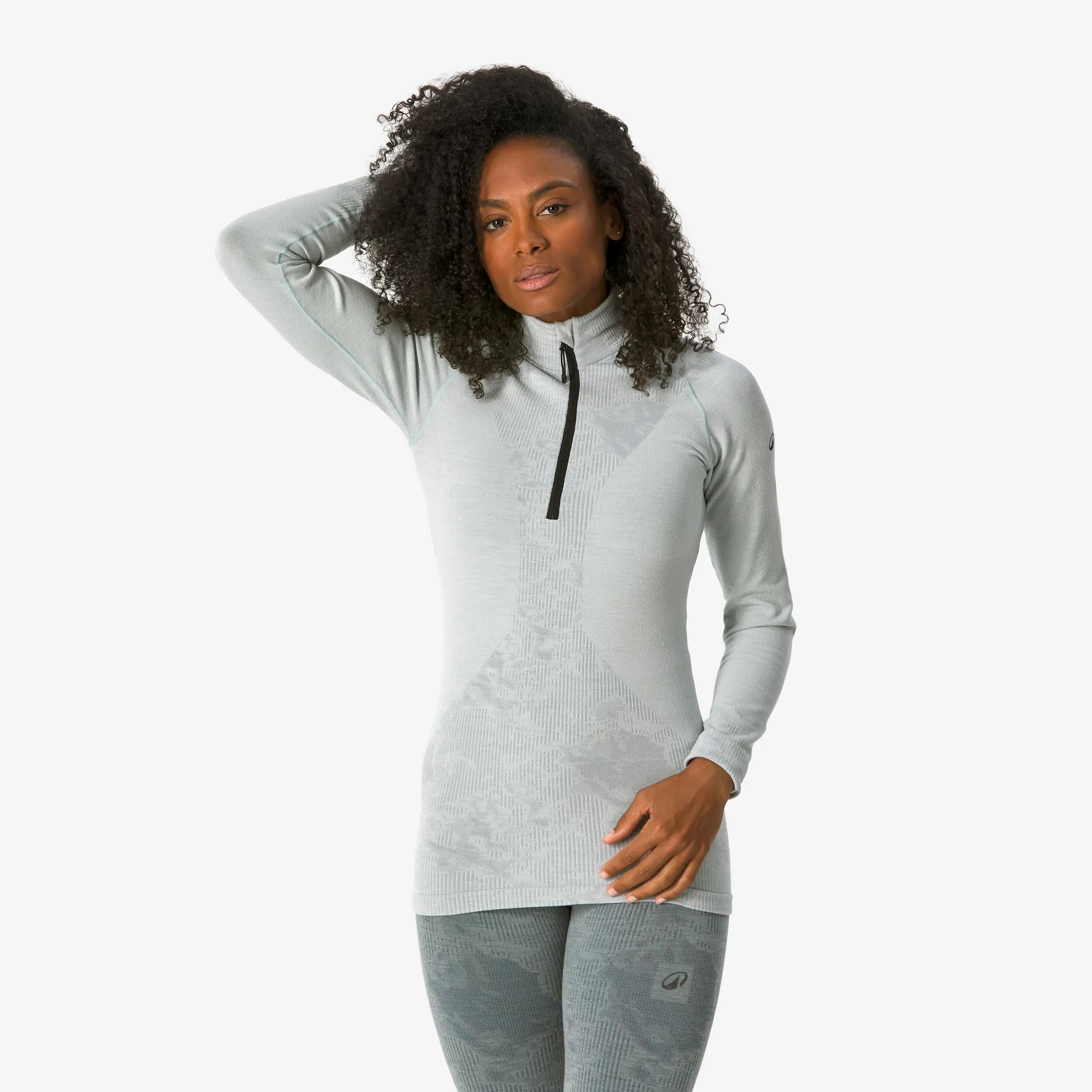 Samarreta tèrmica d'esquí llana merina dona BL Top 900 wool Seamless blau 5/23