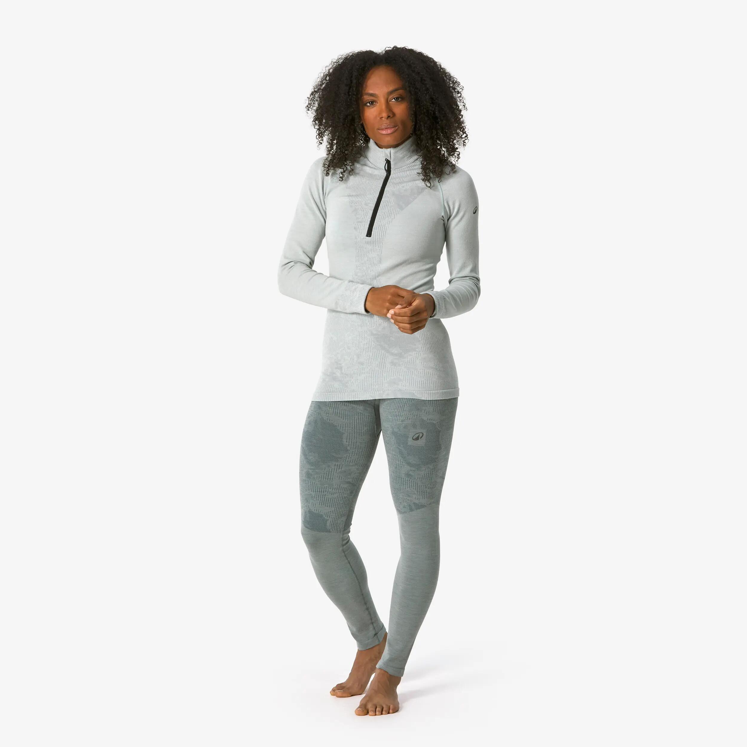 Samarreta tèrmica d'esquí llana merina dona BL Top 900 wool Seamless blau 4/23