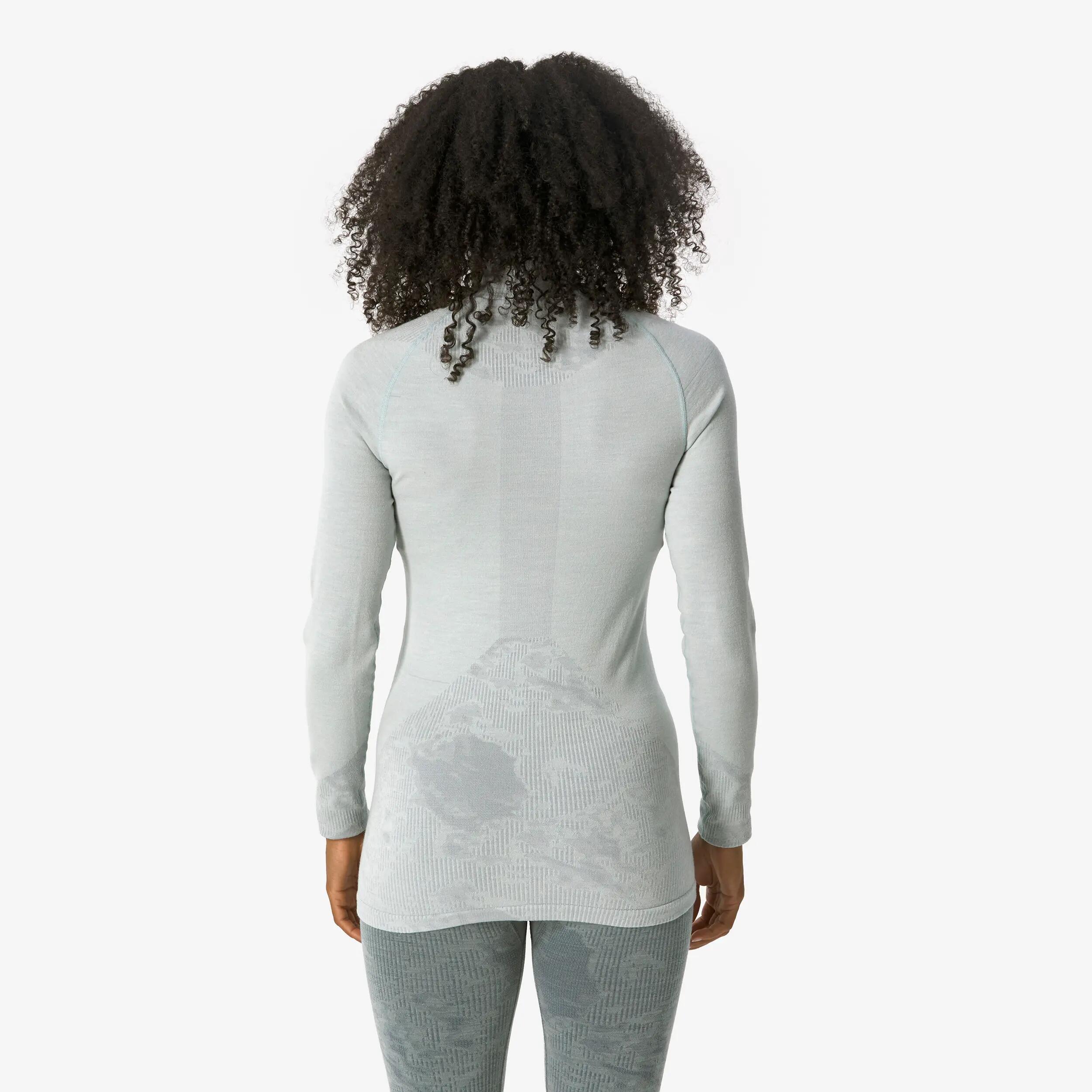 Samarreta tèrmica d'esquí llana merina dona BL Top 900 wool Seamless blau 13/23