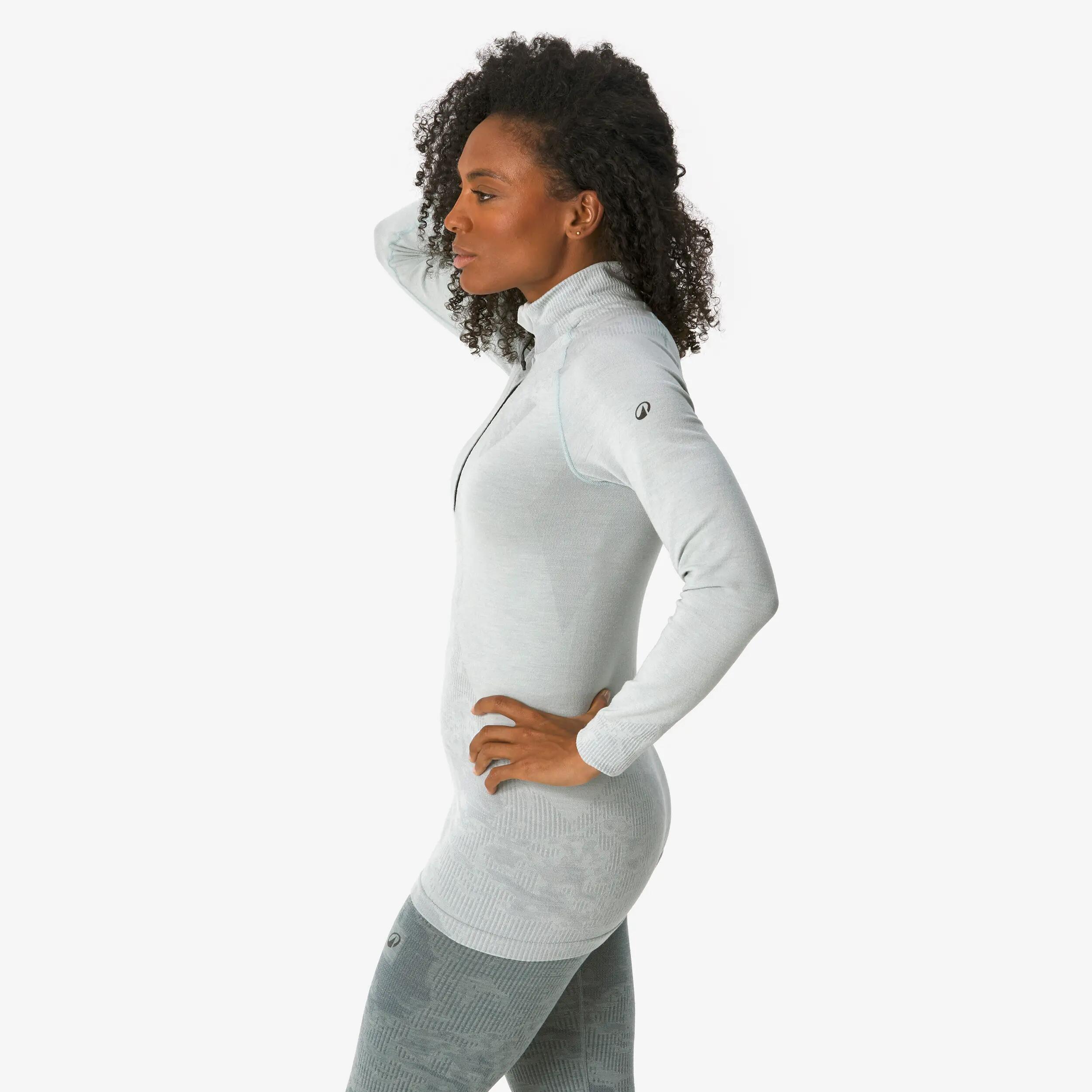Samarreta tèrmica d'esquí llana merina dona BL Top 900 wool Seamless blau 10/23