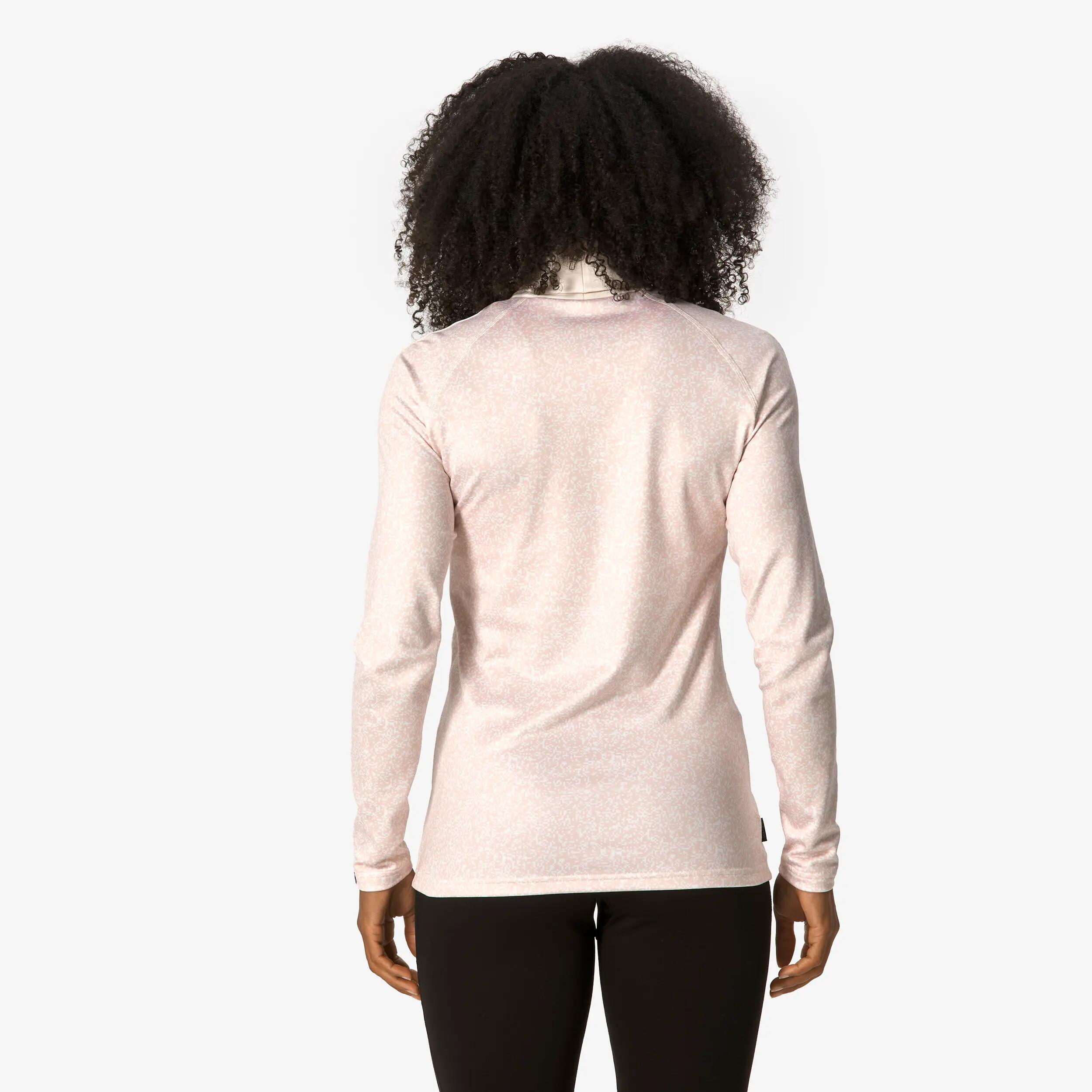 Camiseta térmica esquí cuello alto cálida transpirable mujer, BL 500 rosa  7/17
