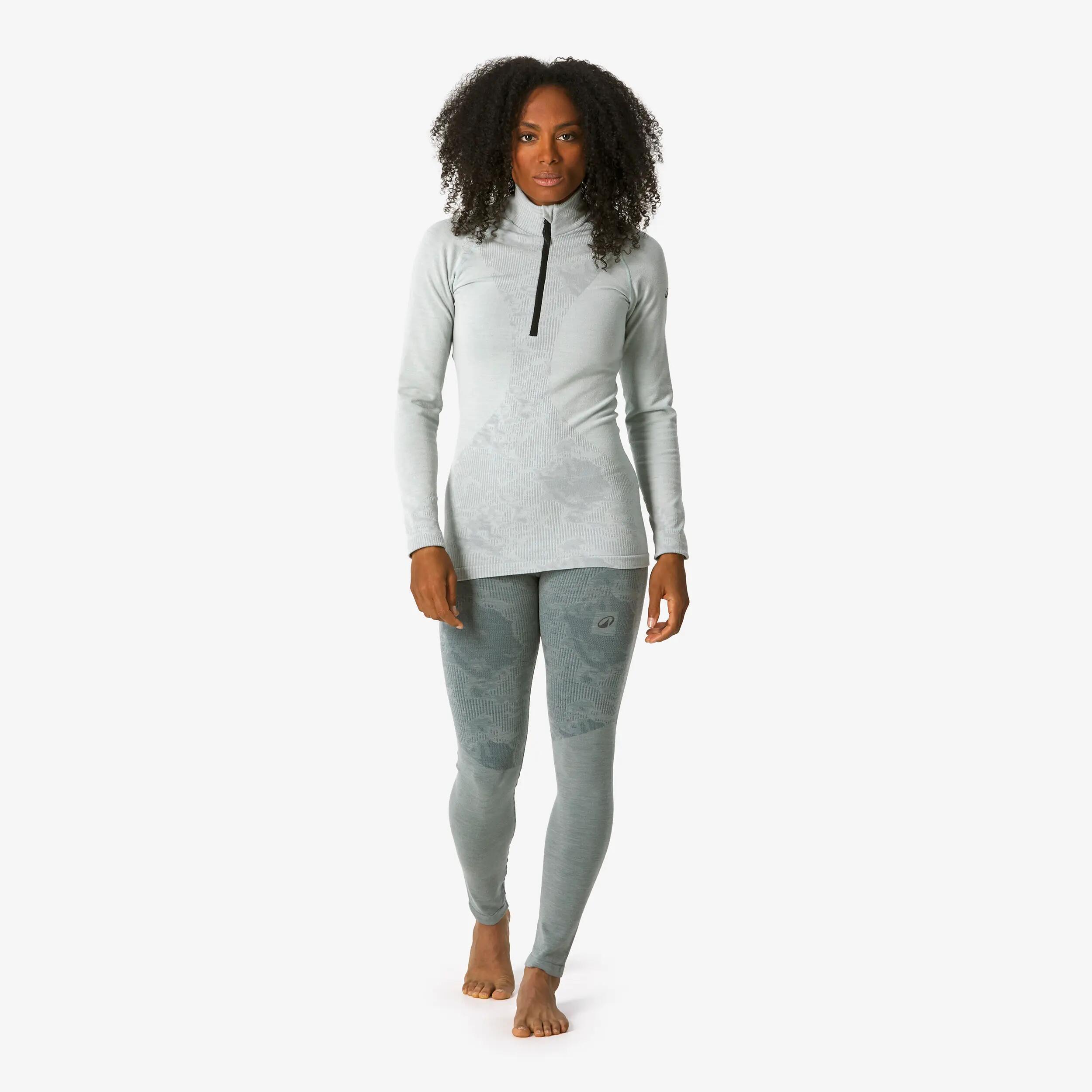 Samarreta tèrmica d'esquí llana merina dona BL Top 900 wool Seamless blau 7/23