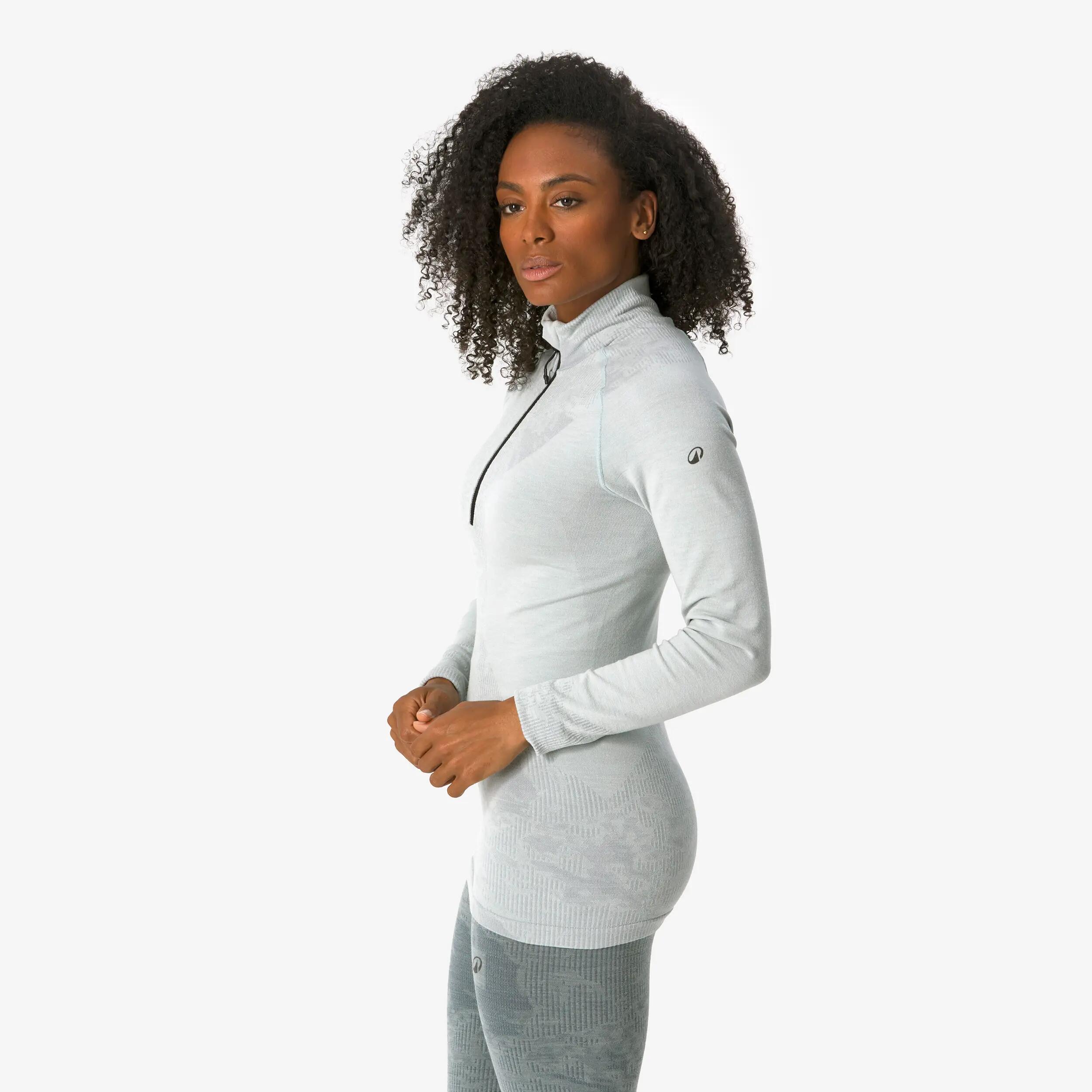Samarreta tèrmica d'esquí llana merina dona BL Top 900 wool Seamless blau 9/23