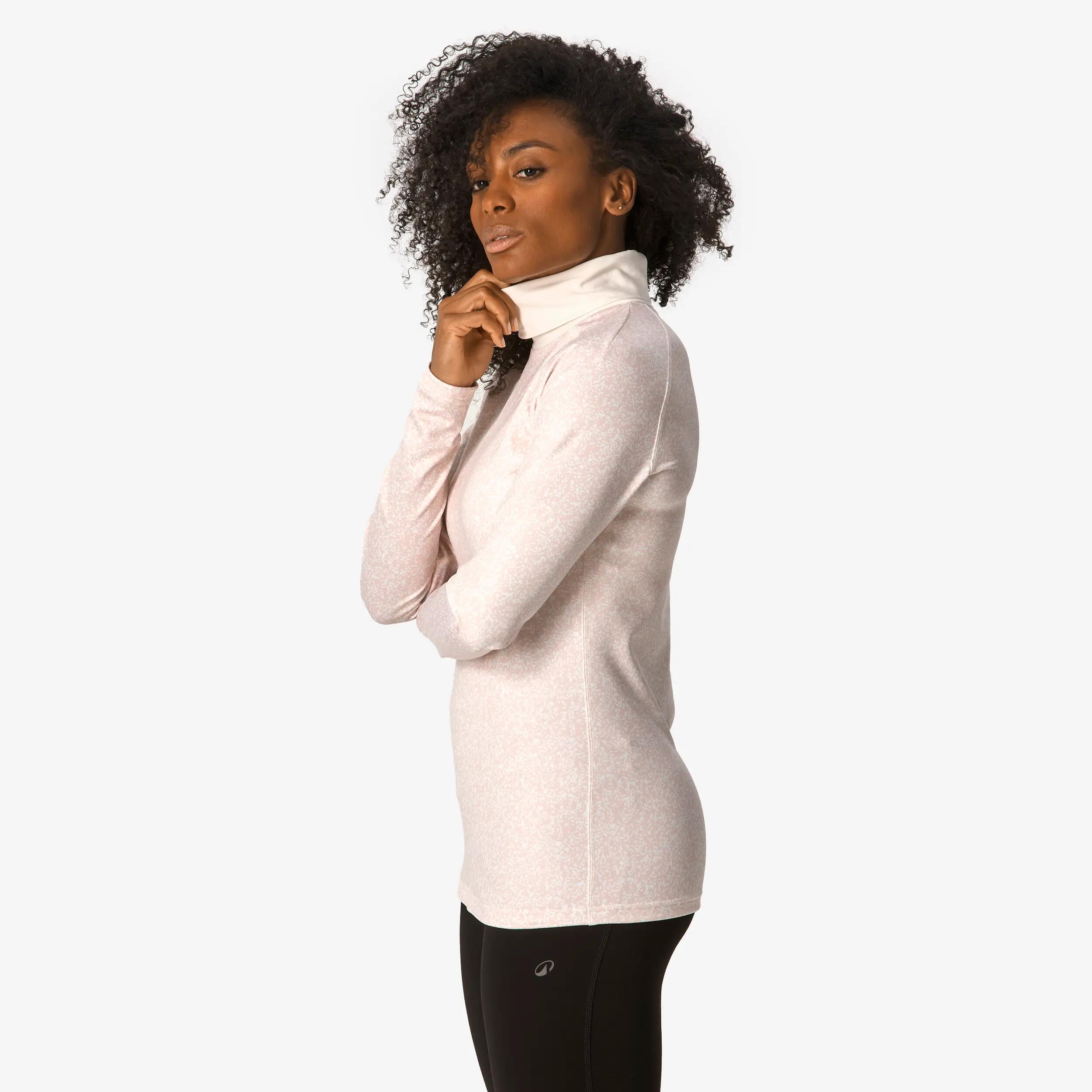 Camiseta térmica esquí cuello alto cálida transpirable mujer, BL 500 rosa  6/17