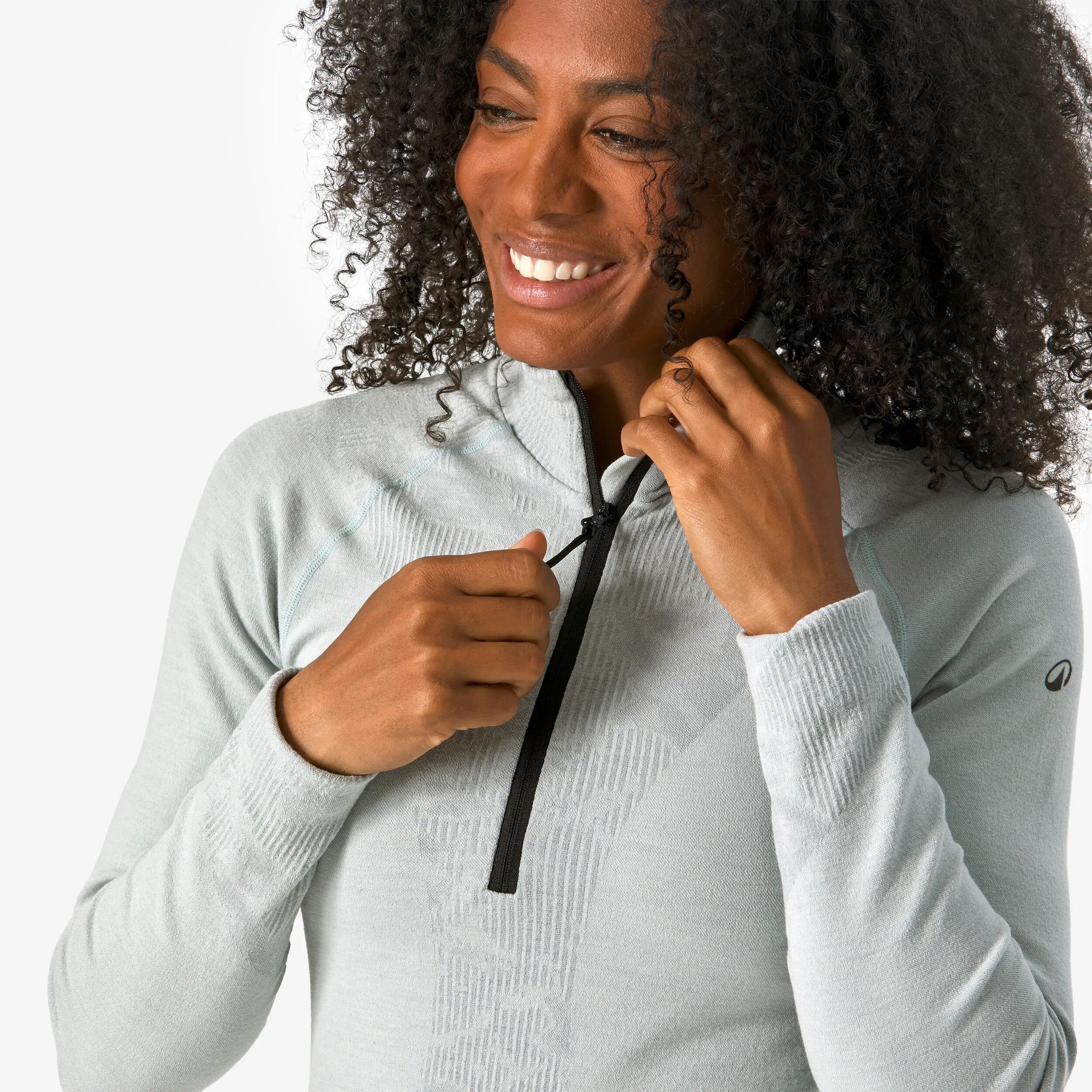 Samarreta tèrmica d'esquí llana merina dona BL Top 900 wool Seamless blau 21/23