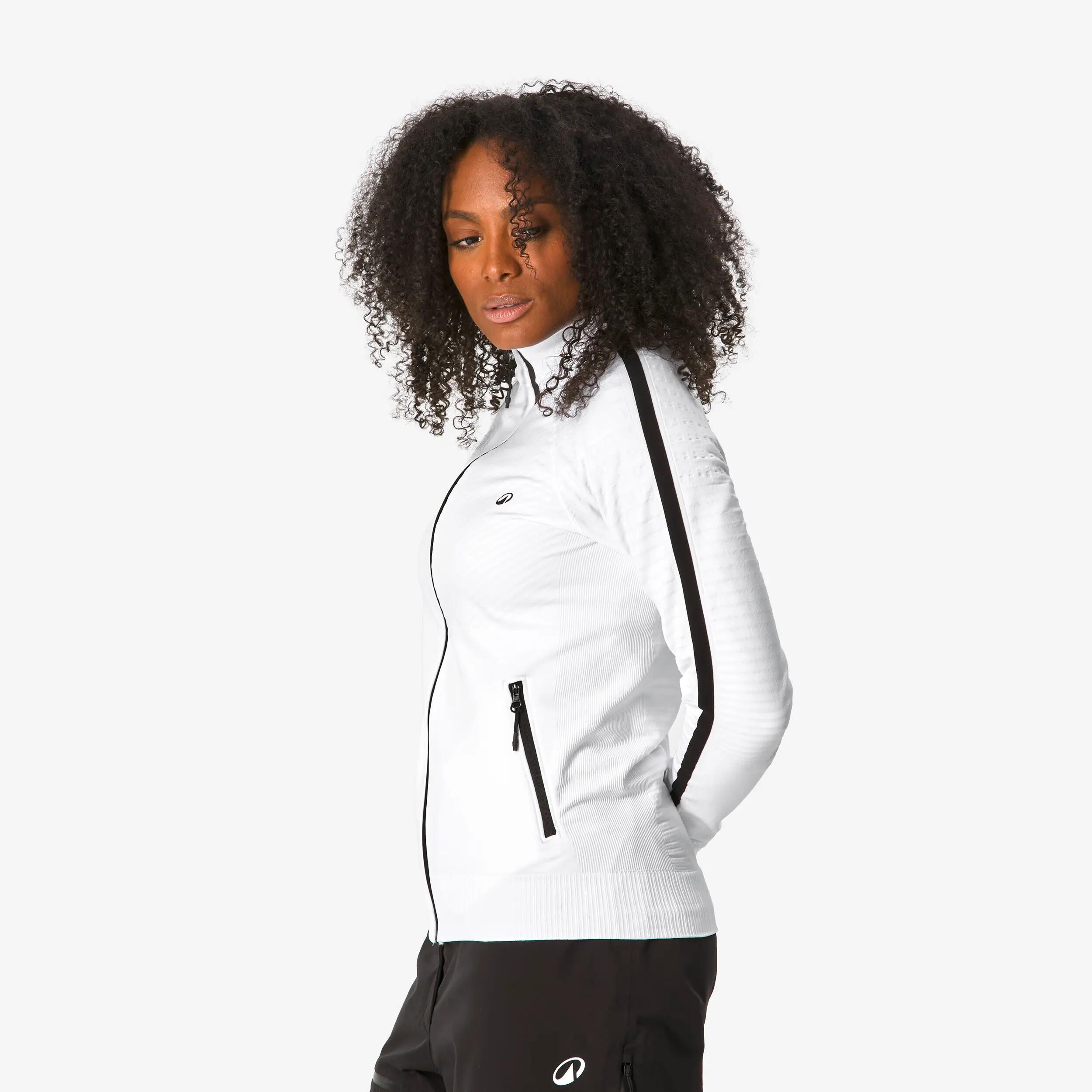 Casaco térmico e sem costuras de ski mulher, MID L 900 branco 6/15