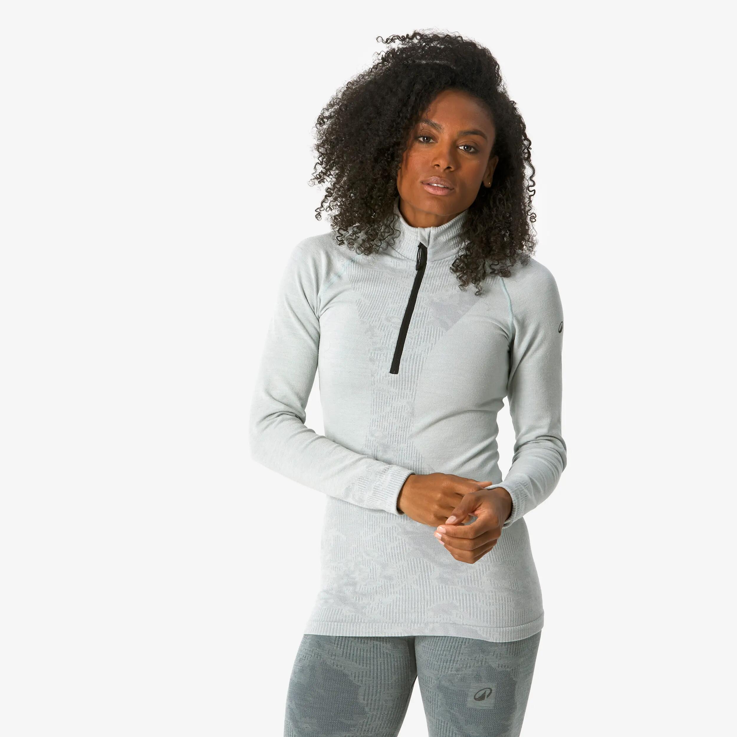 Samarreta tèrmica d'esquí llana merina dona BL Top 900 wool Seamless blau 8/23