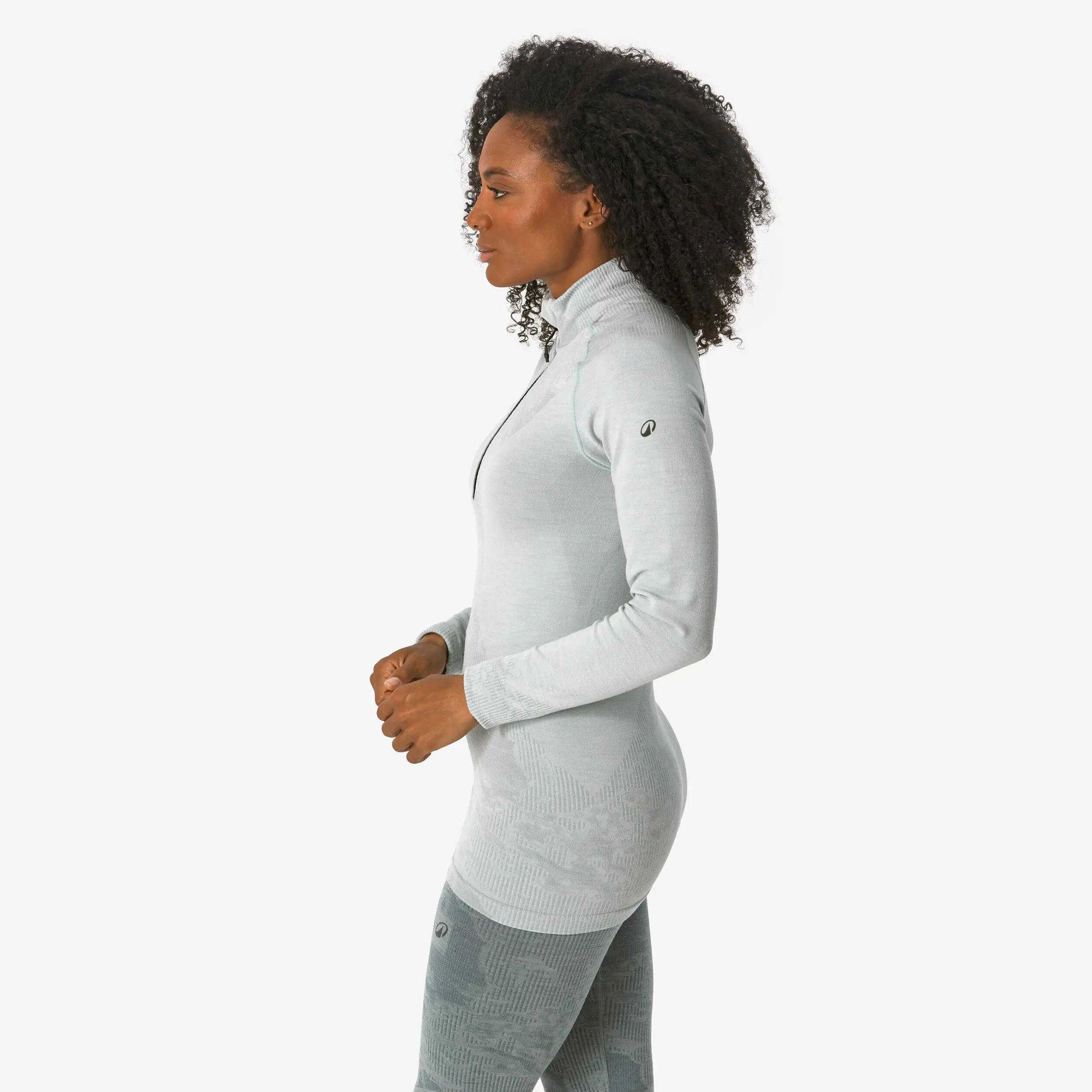 Samarreta tèrmica d'esquí llana merina dona BL Top 900 wool Seamless blau 12/23
