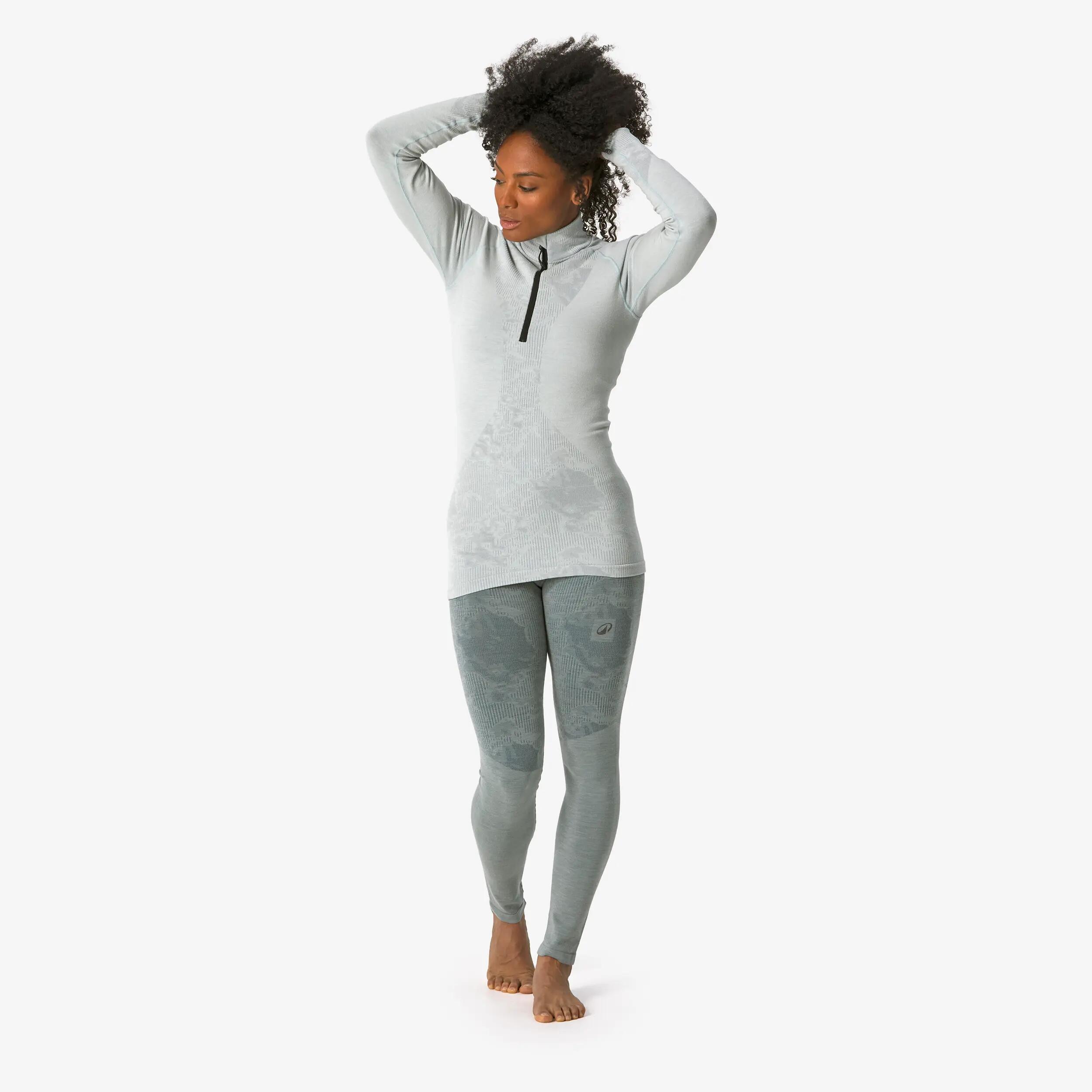 Samarreta tèrmica d'esquí llana merina dona BL Top 900 wool Seamless blau 2/23