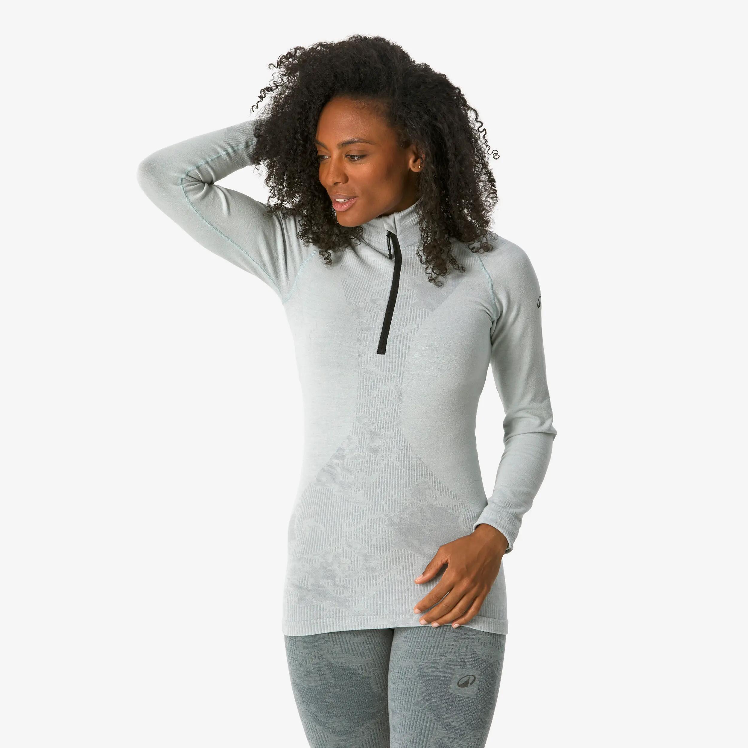 Samarreta tèrmica d'esquí llana merina dona BL Top 900 wool Seamless blau 6/23