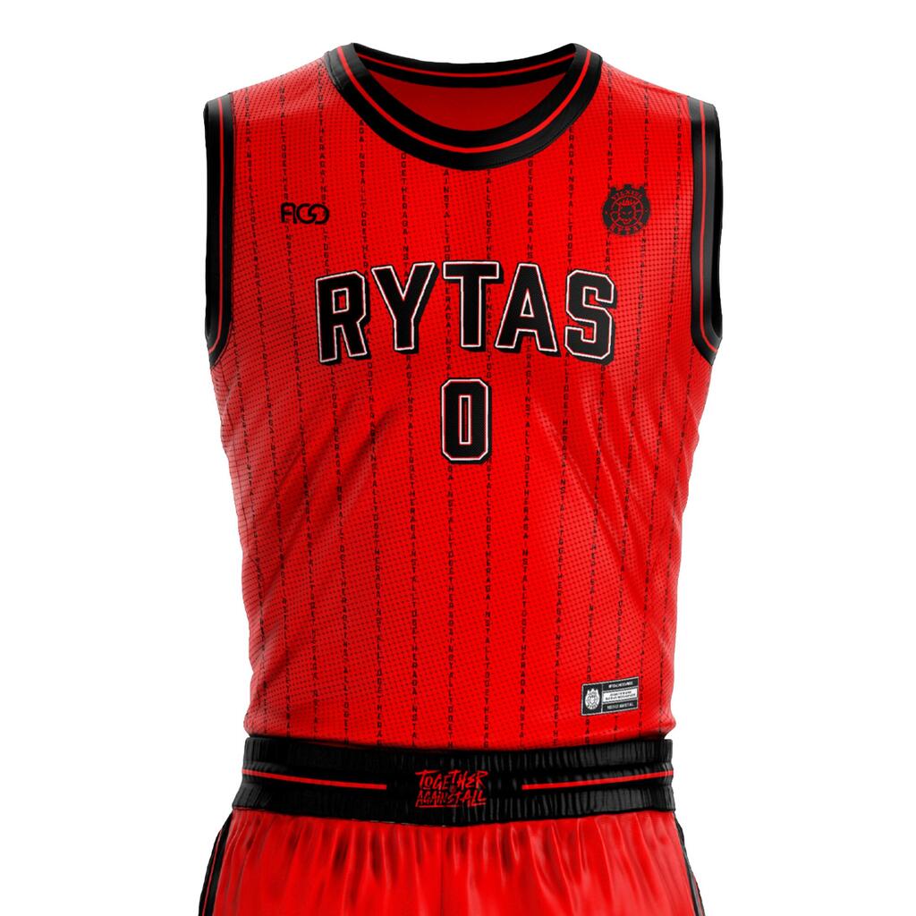 Vaikiški krepšinio marškinėliai „Rytas“, 2025-2026 m., raudoni