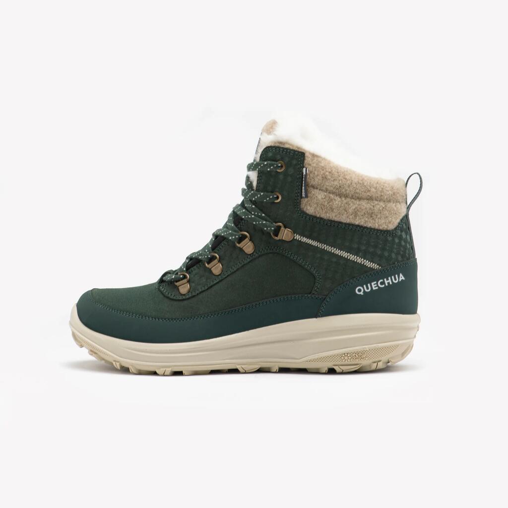 Women's waterproof, leather winter hiking boots NH900 - Green