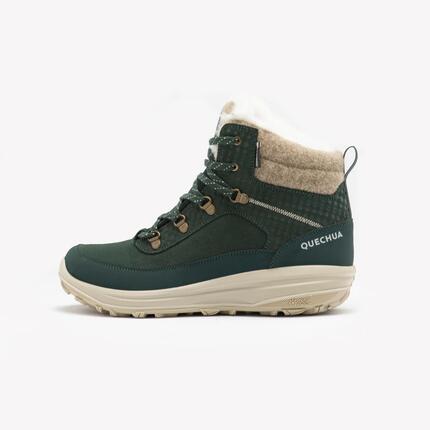 Chaussures hiver de randonnée en cuir et imperméables femme, NH900 vert