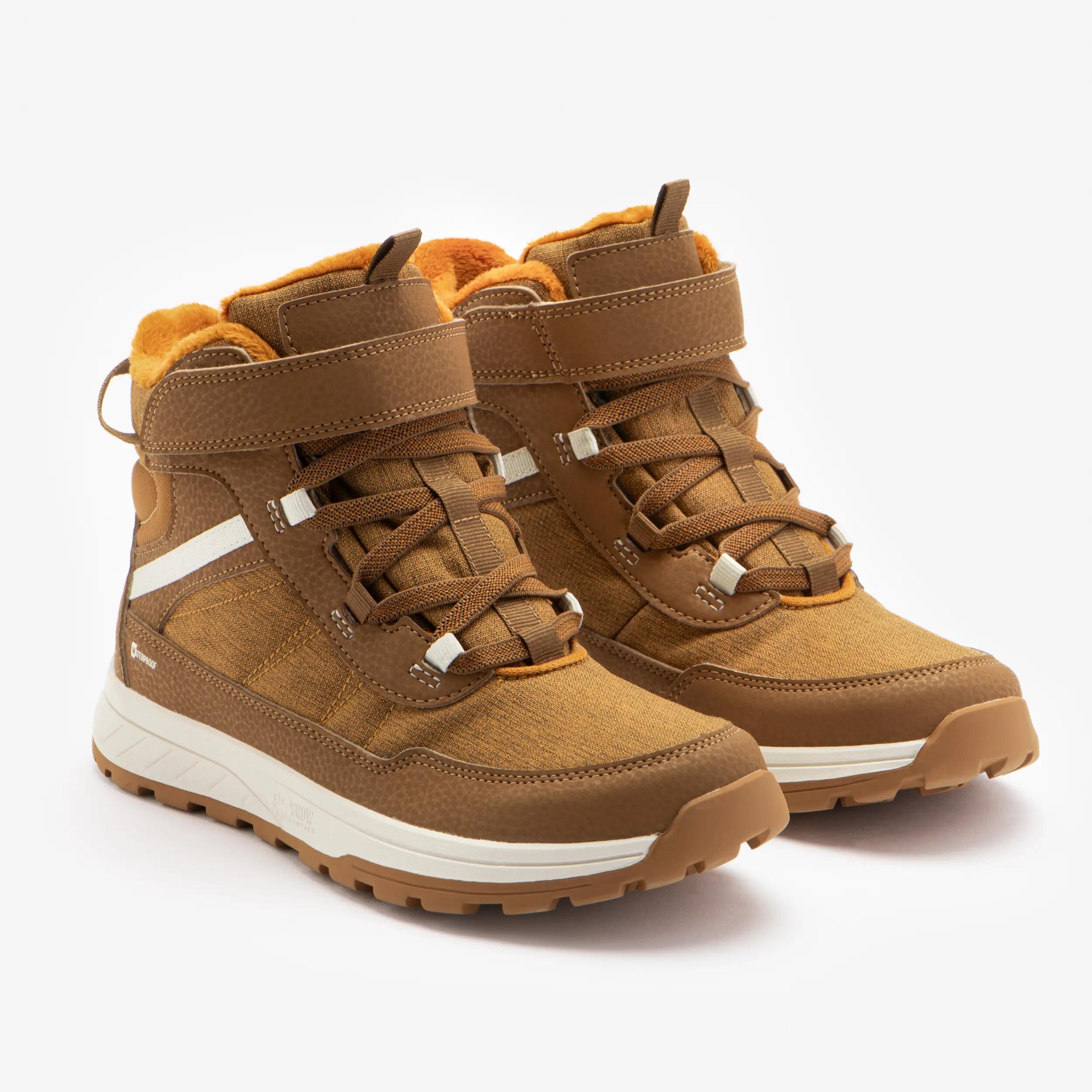 Kids’ Hook-and-Loop Waterproof Winter Boots, SH 500 Sizes 7.5C–6 3/9