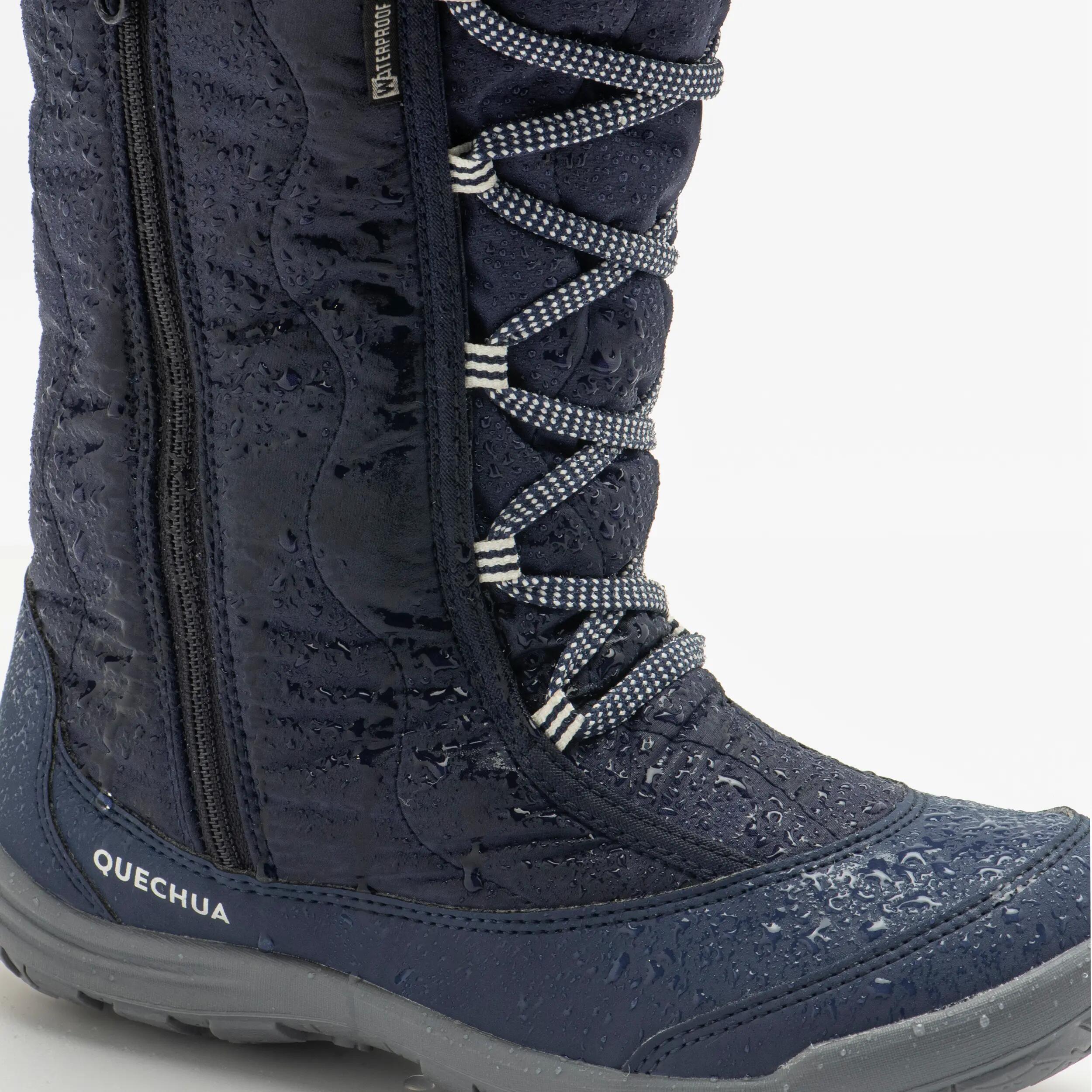 Botas de nieve cálidas e impermeables niños 30 a 38, SH100 cremallera azul 7/8