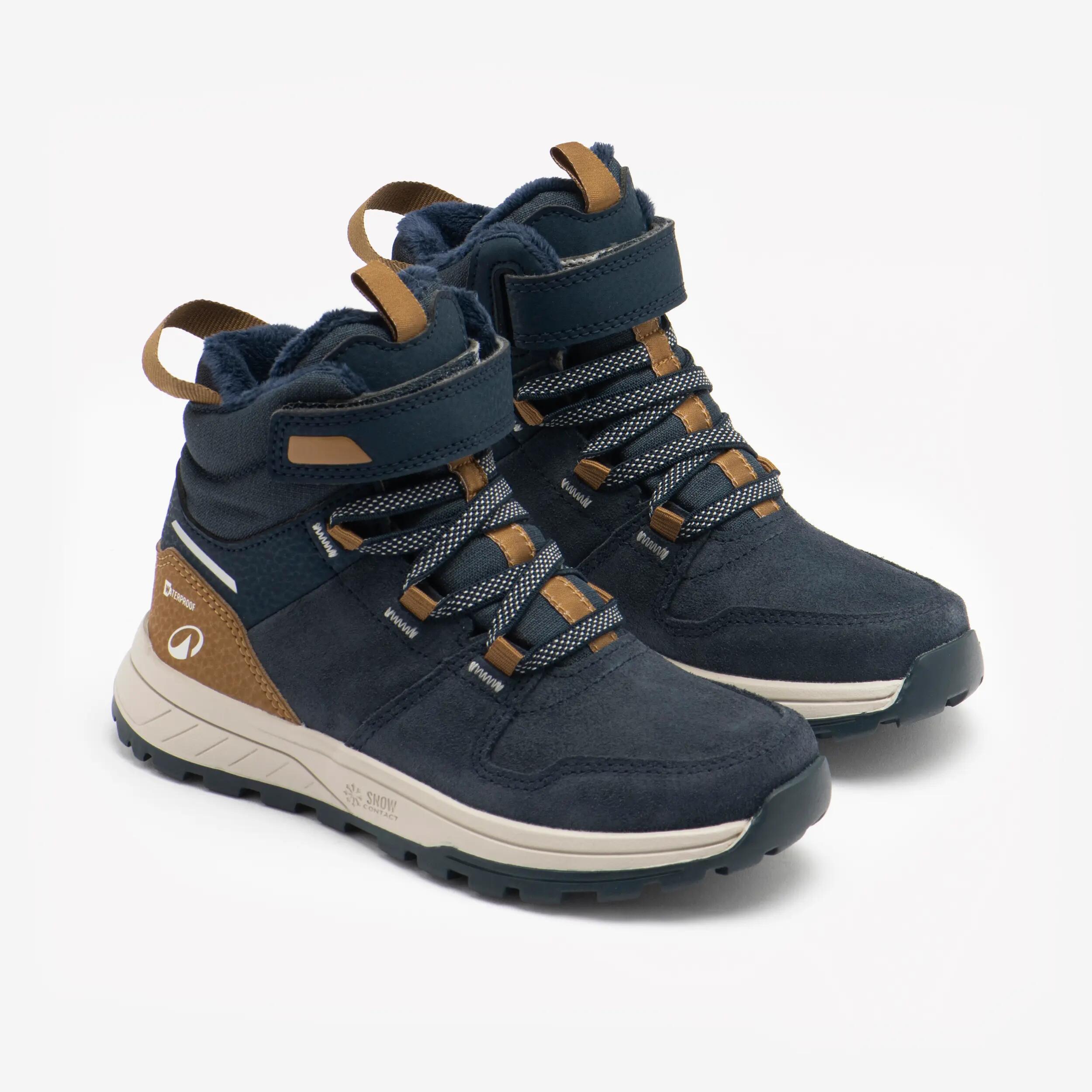Botas impermeáveis de Caminhada com tira autoaderente Criança 24-34, SH500 azul 4/9