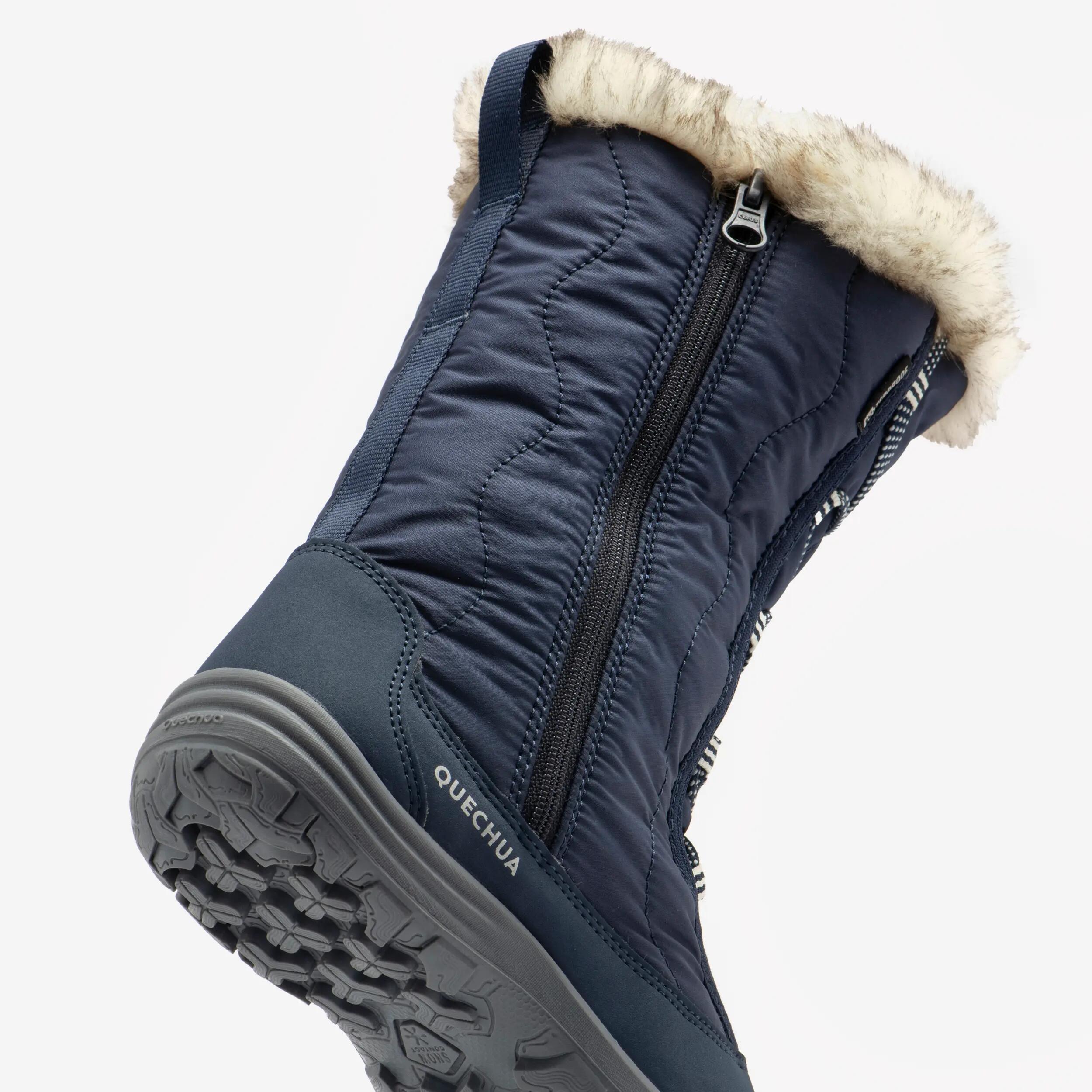 Botas de nieve cálidas e impermeables niños 30 a 38, SH100 cremallera azul 6/8