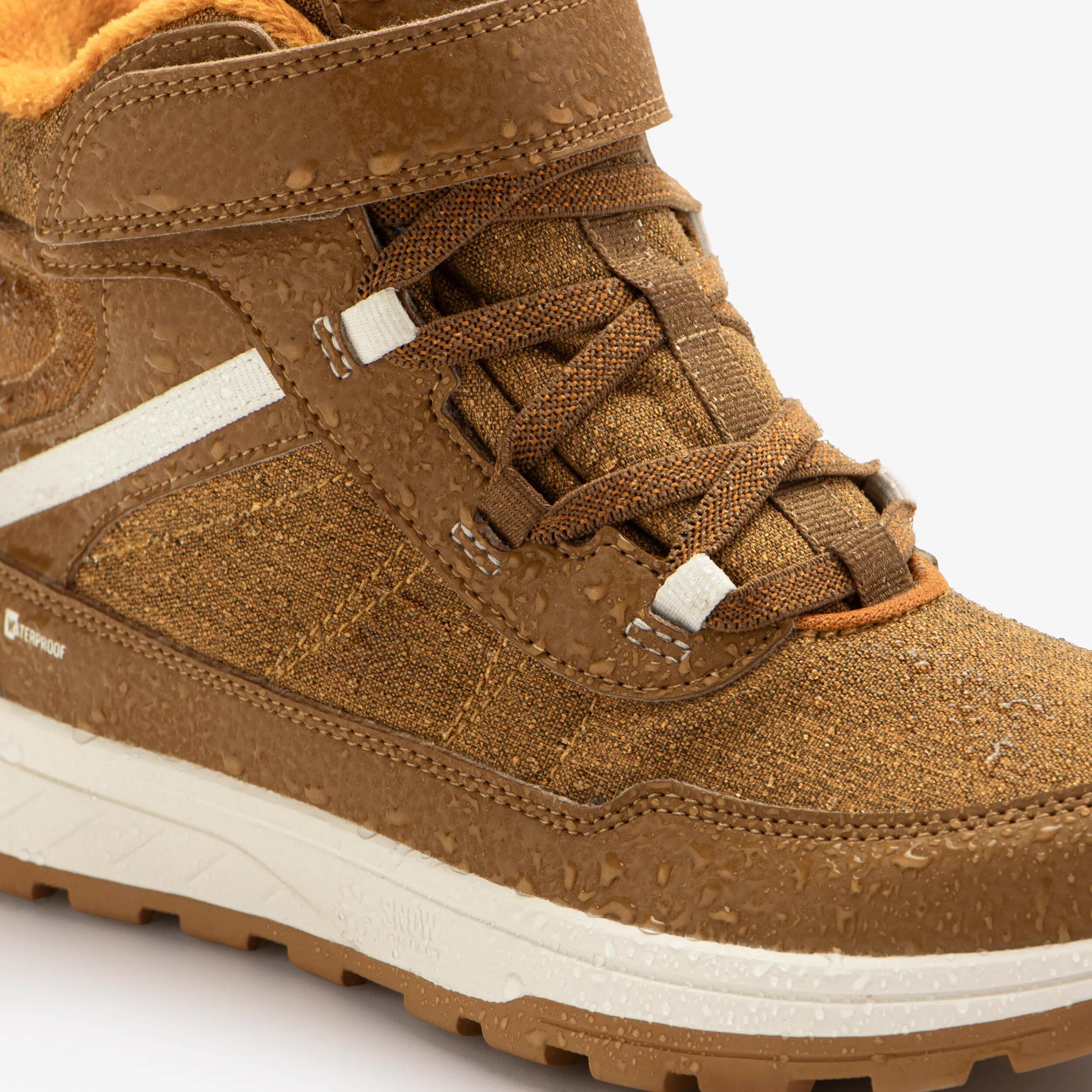 Kids’ Hook-and-Loop Waterproof Winter Boots, SH 500 Sizes 7.5C–6 7/9