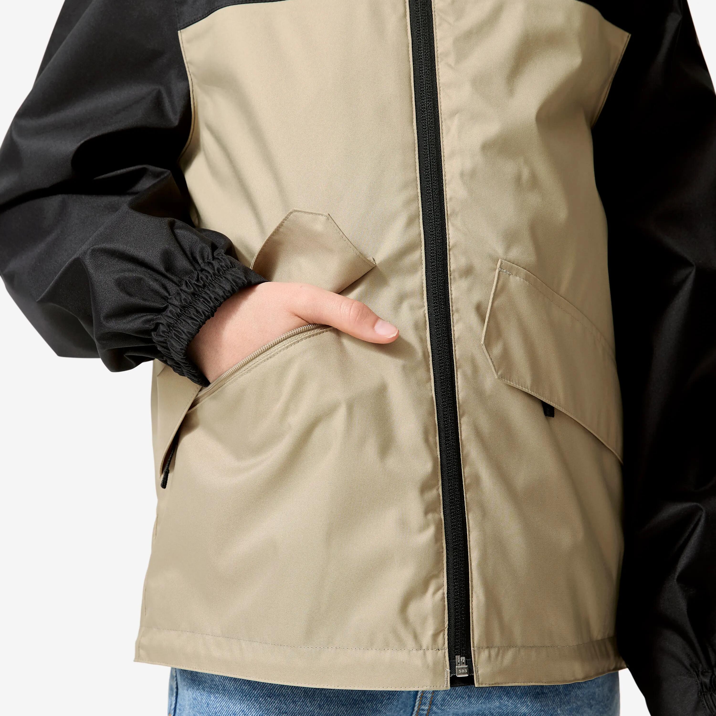 Veste 3 en 1 de randonnée enfant 7-15 ans, NH100 beige et noir 7/14