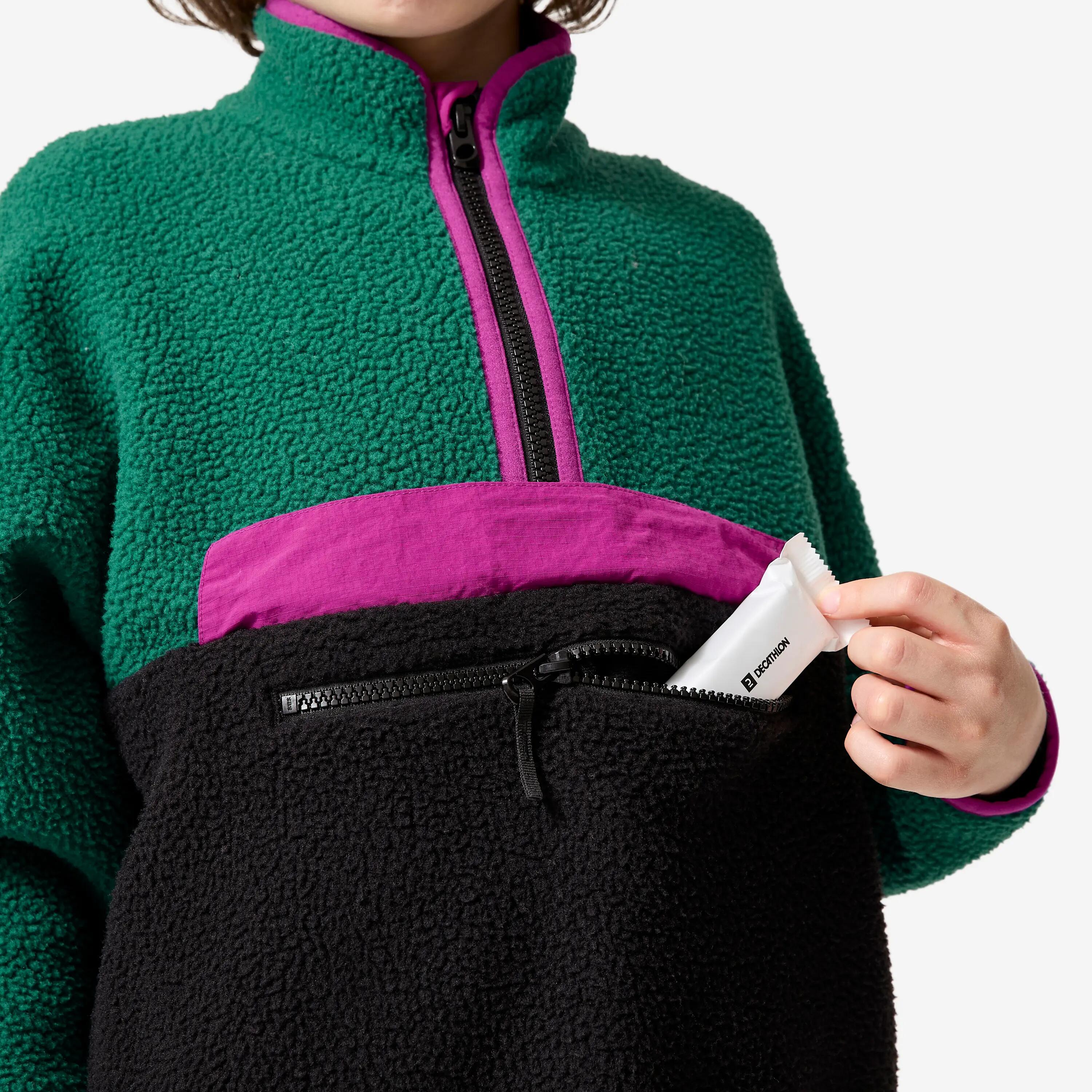 Kids’ Half-Zip Sherpa Fleece Sweater, NH 500 Age 7–15 7/14