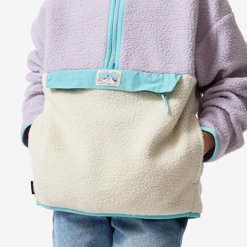 Çocuk Outdoor Polar Sweatshirt - 7/15 Yaş - Mor/Bej - NH500