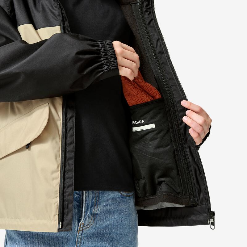 Çocuk 3'ü 1 Arada Outdoor Mont - 7/15 Yaş - Bej/Siyah - NH100