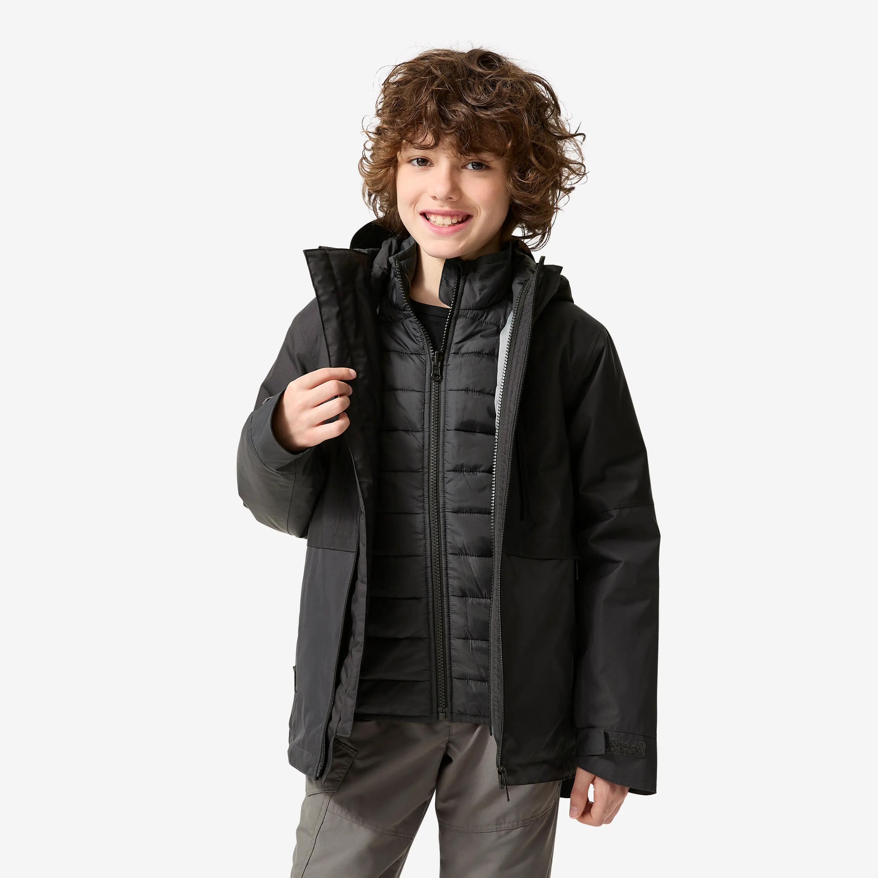 Chaqueta cálida de senderismo niños 7-15 años, MH500 3en1 gris  13/18