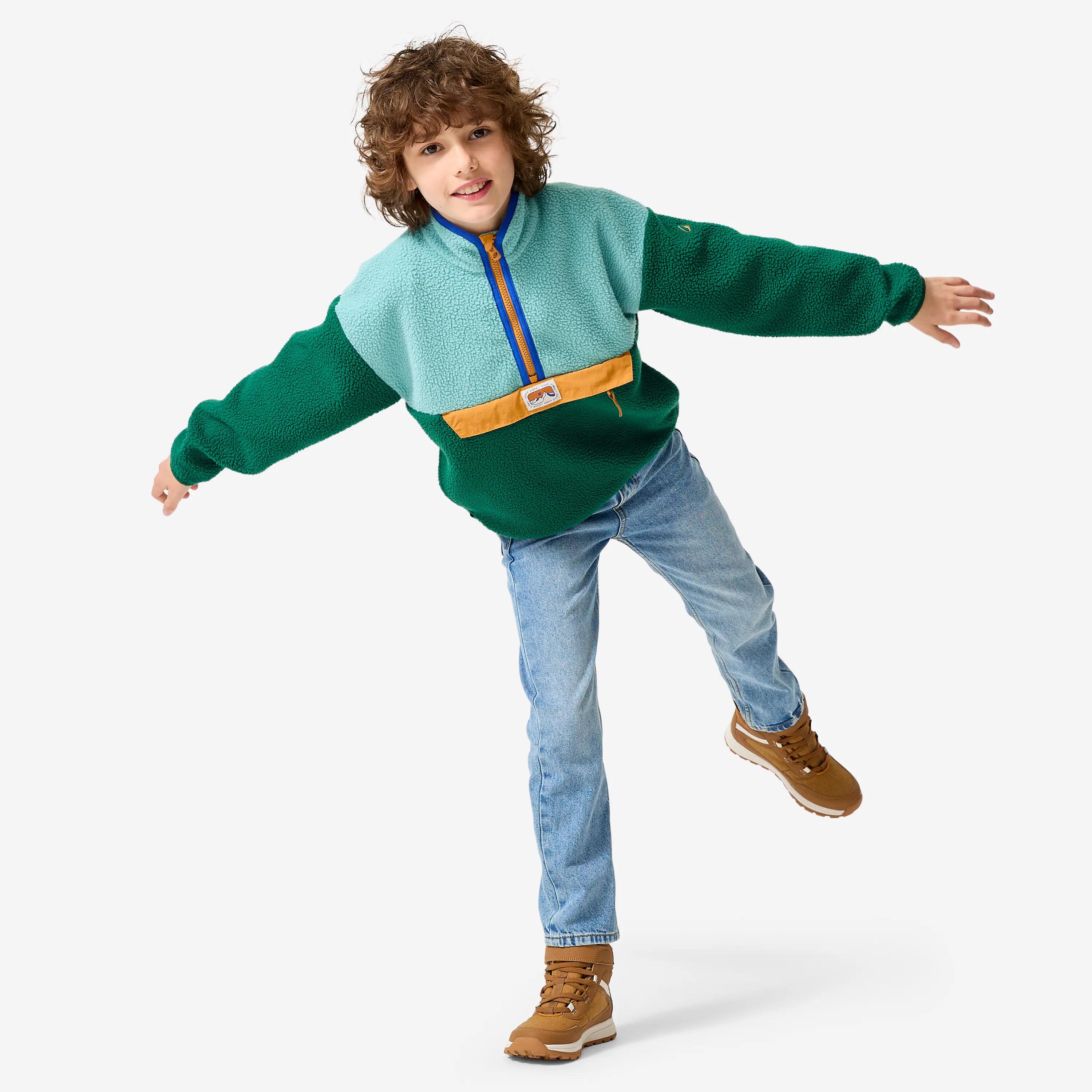 Kids’ Sherpa Half-Zip Fleece, 7-15 years, NH500 - Blue -  2