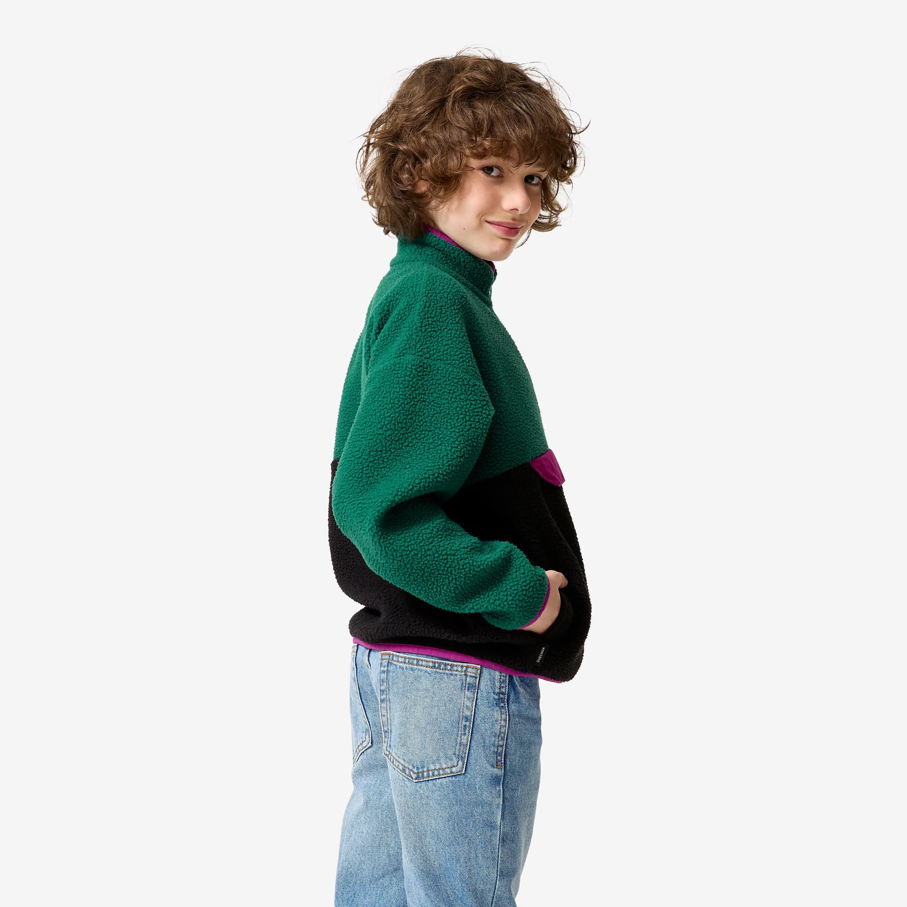 Kids’ Half-Zip Sherpa Fleece Sweater, NH 500 Age 7–15 5/14