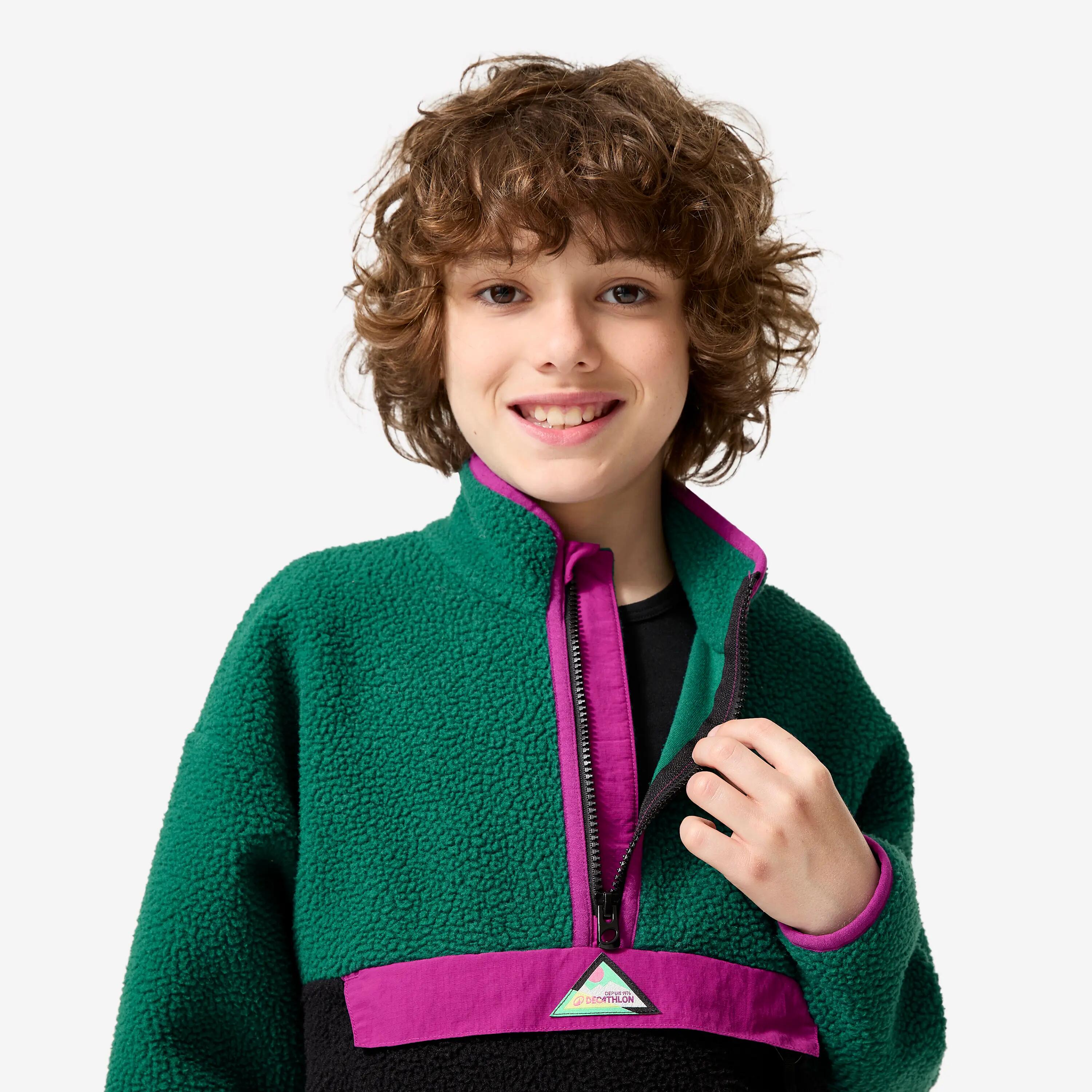 Kids’ Half-Zip Sherpa Fleece Sweater, NH 500 Age 7–15 10/14
